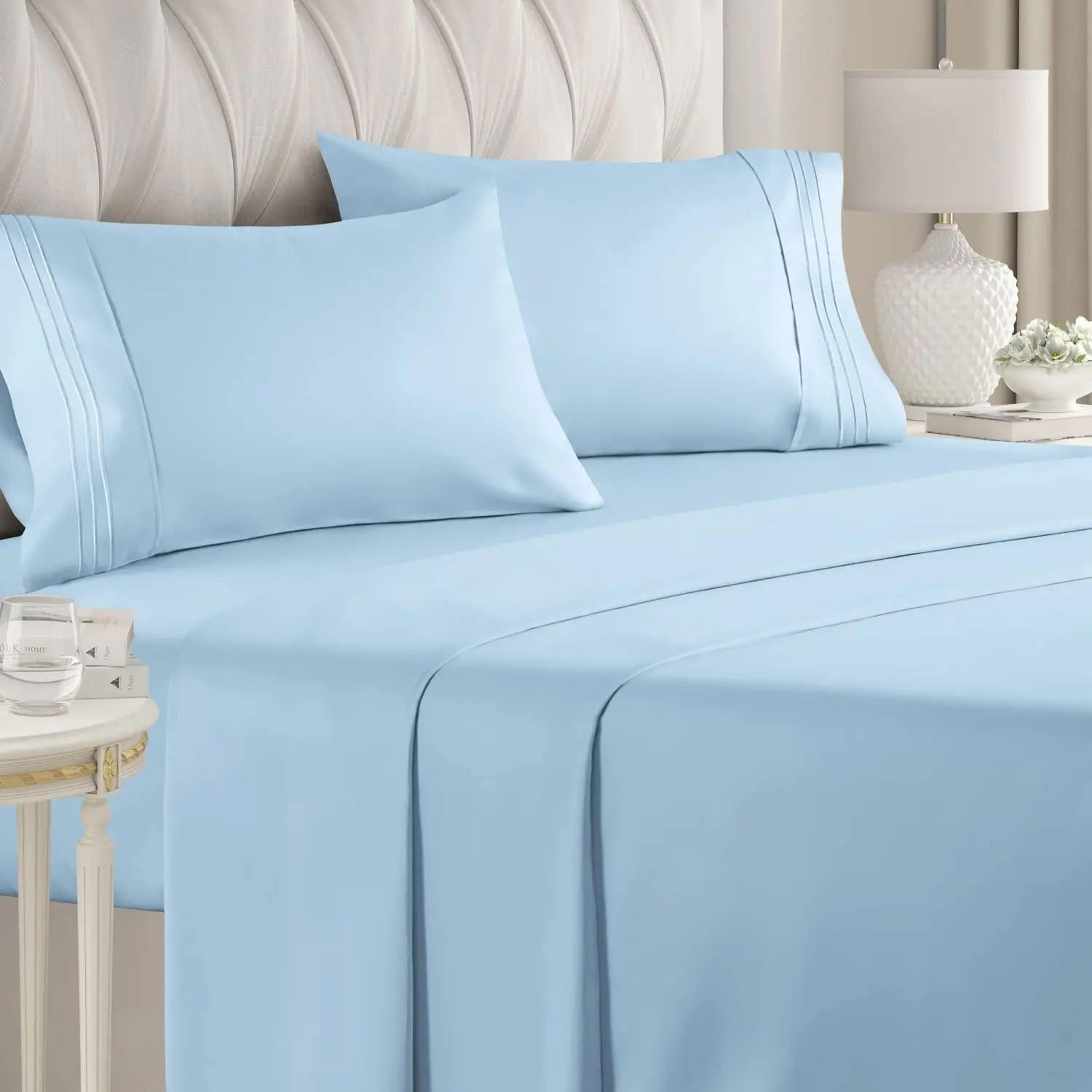 Luxury Microfiber 4 Piece Bed Sheet Set With Fitted Sheet And Pillowcases 8