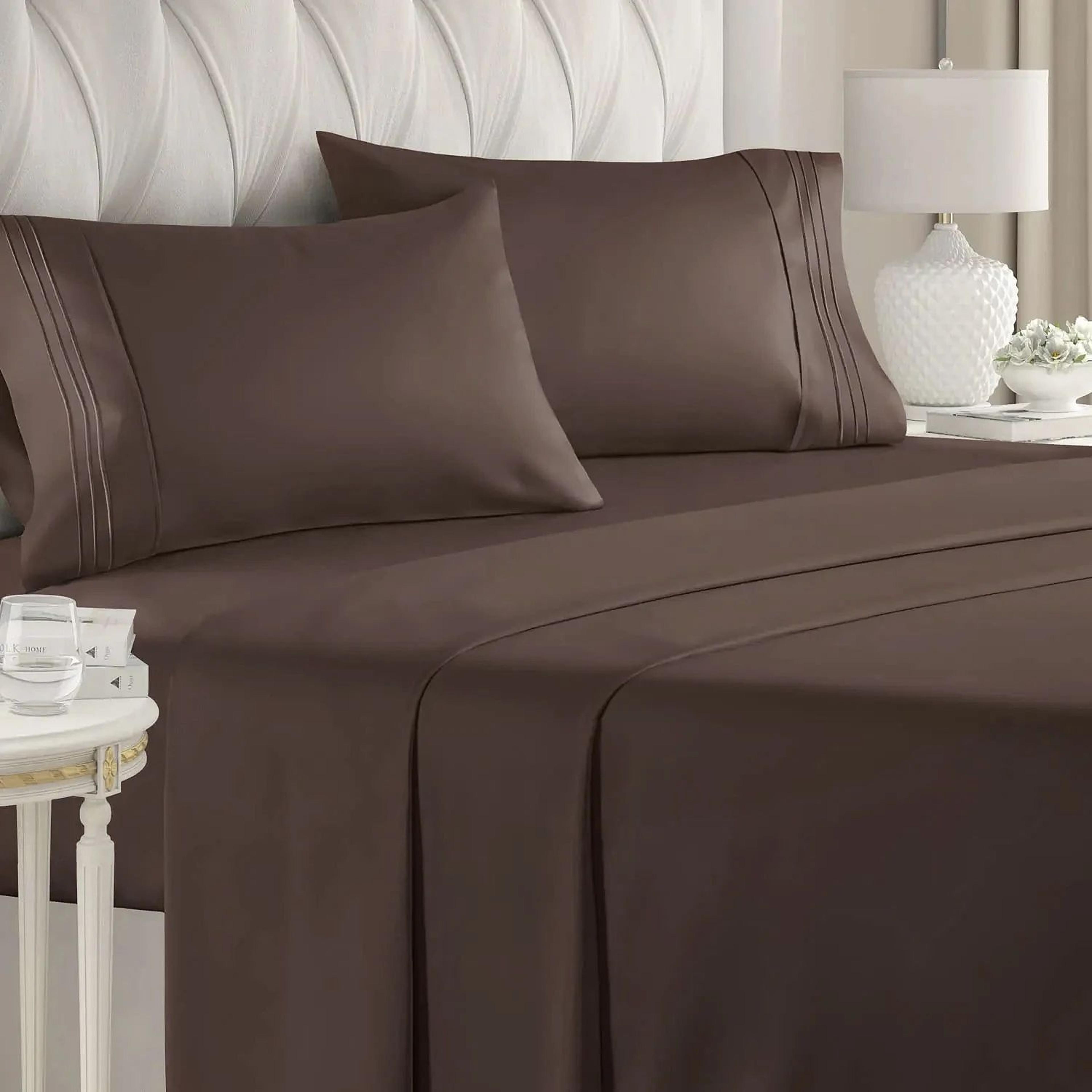 Luxury Microfiber 4 Piece Bed Sheet Set With Fitted Sheet And Pillowcases 13