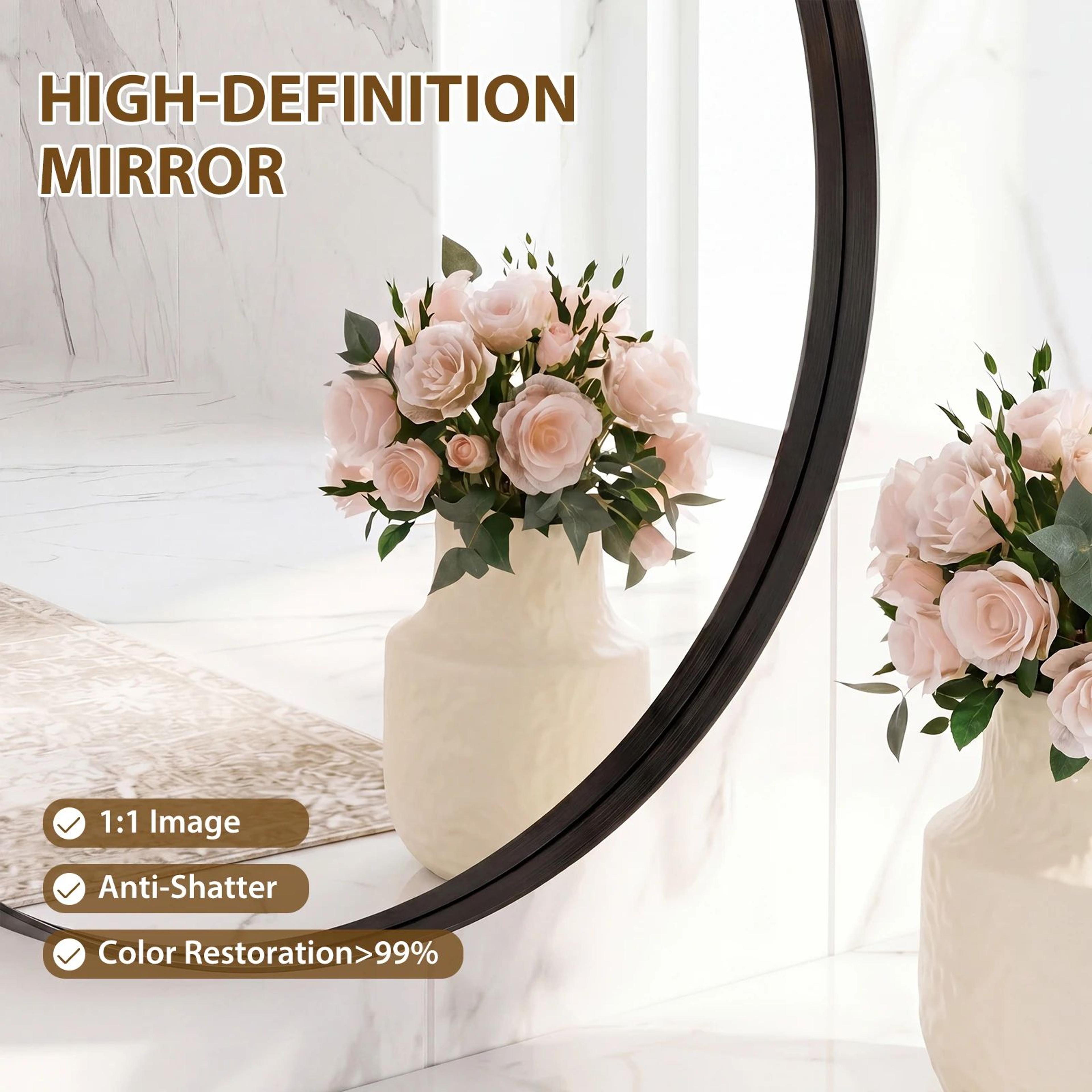 Gold Round Vanity Mirror With Matte Metal Frame For Bathroom And Home Decor 4