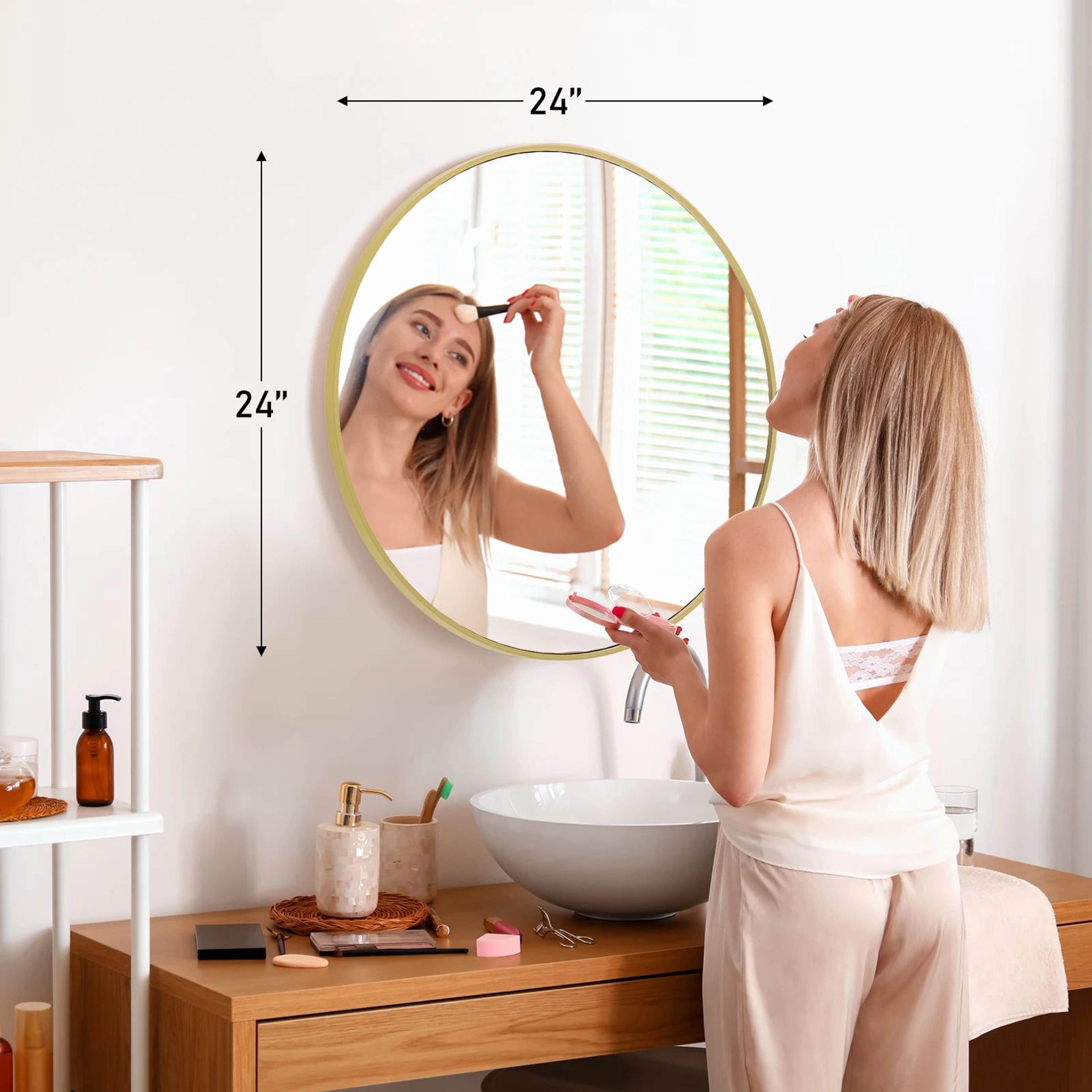 30 Inch Gold Round Wall Mirror With Matte Metal Frame And Tempered Glass 11