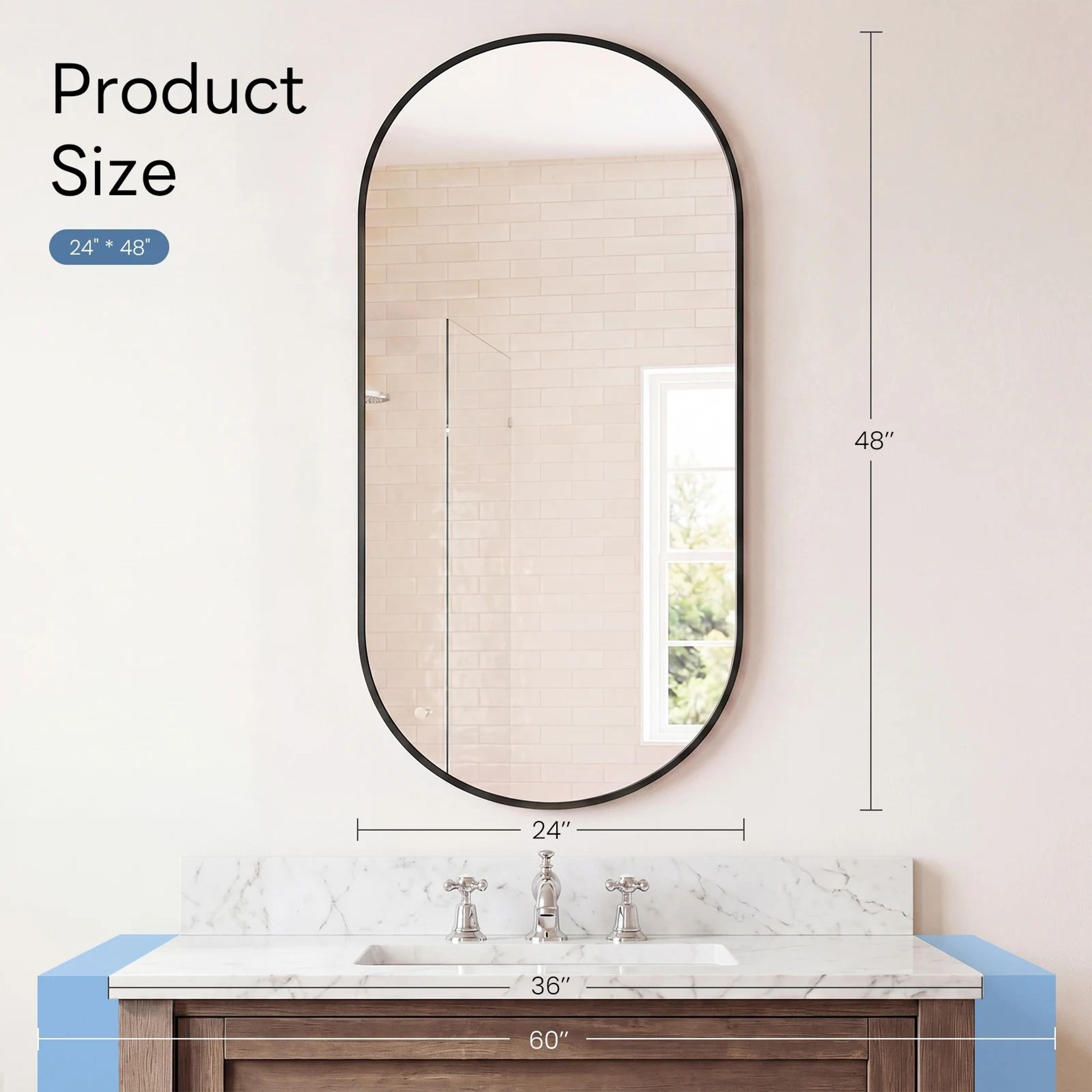Modern Oval Metal Frame Wall Mirror With Tempered Glass 12