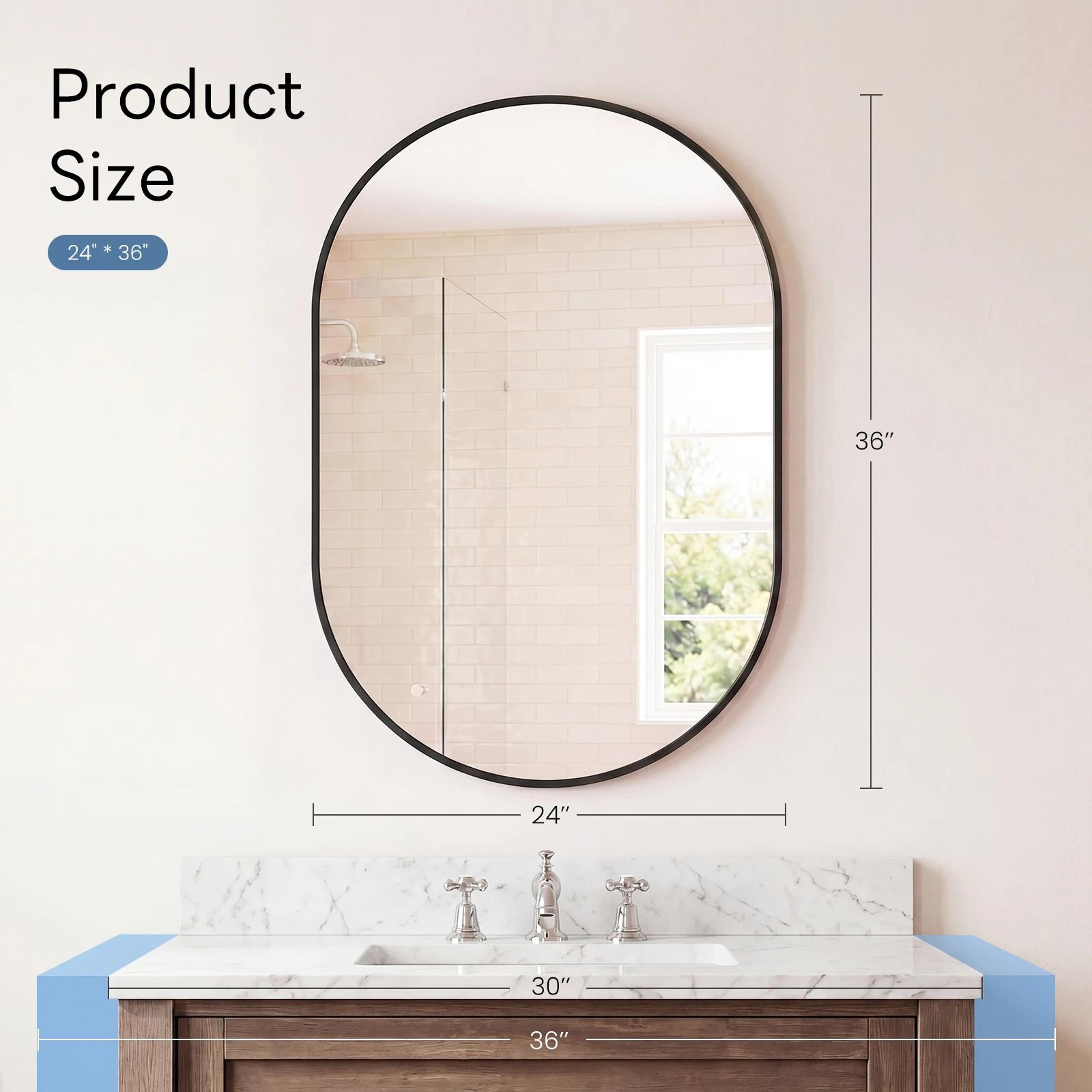 Modern Oval Metal Frame Wall Mirror With Tempered Glass 10