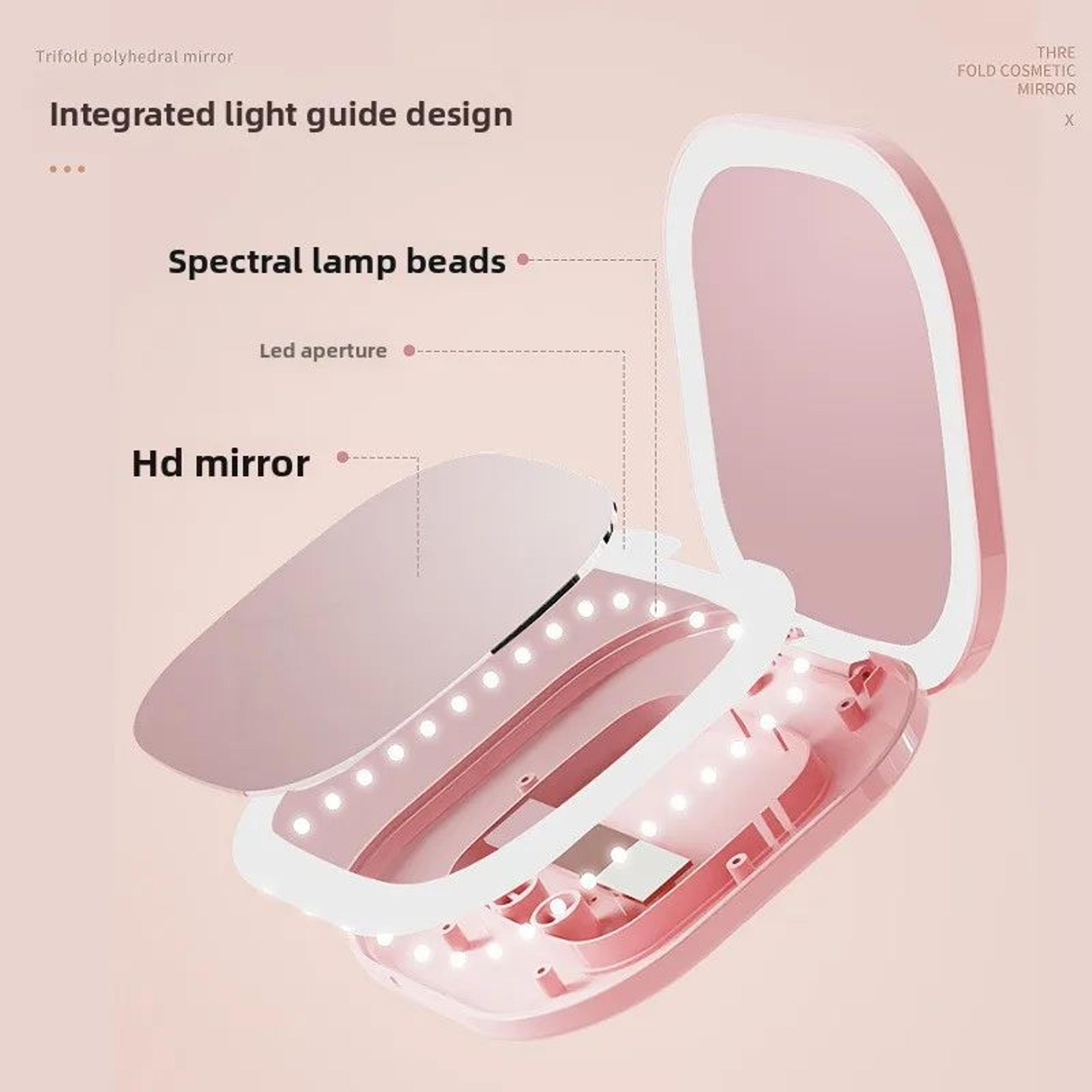 Portable Folding LED Makeup Mirror With 2X Magnification And DoubleSided HD Design 1