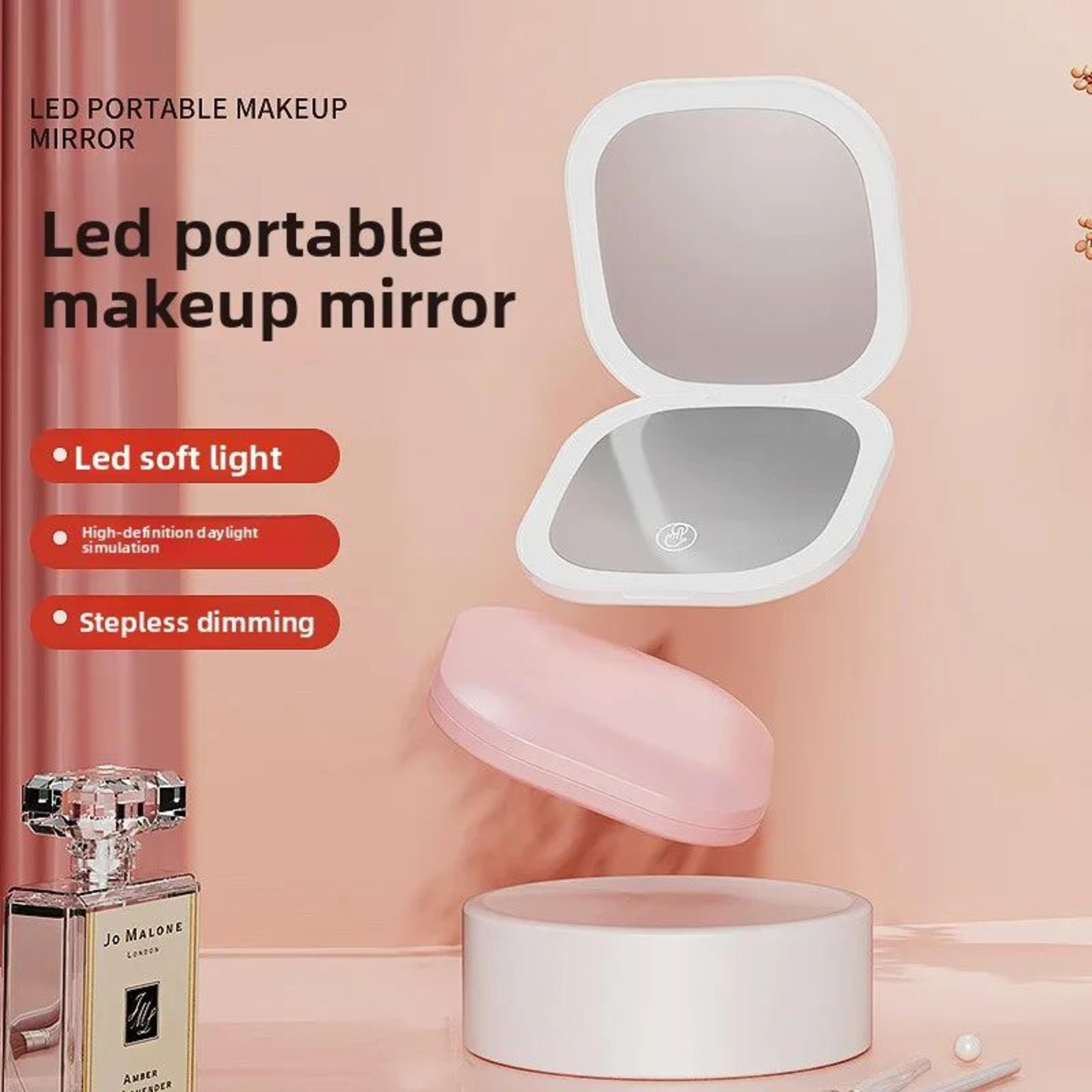 Portable Folding LED Makeup Mirror With 2X Magnification And DoubleSided HD Design 3