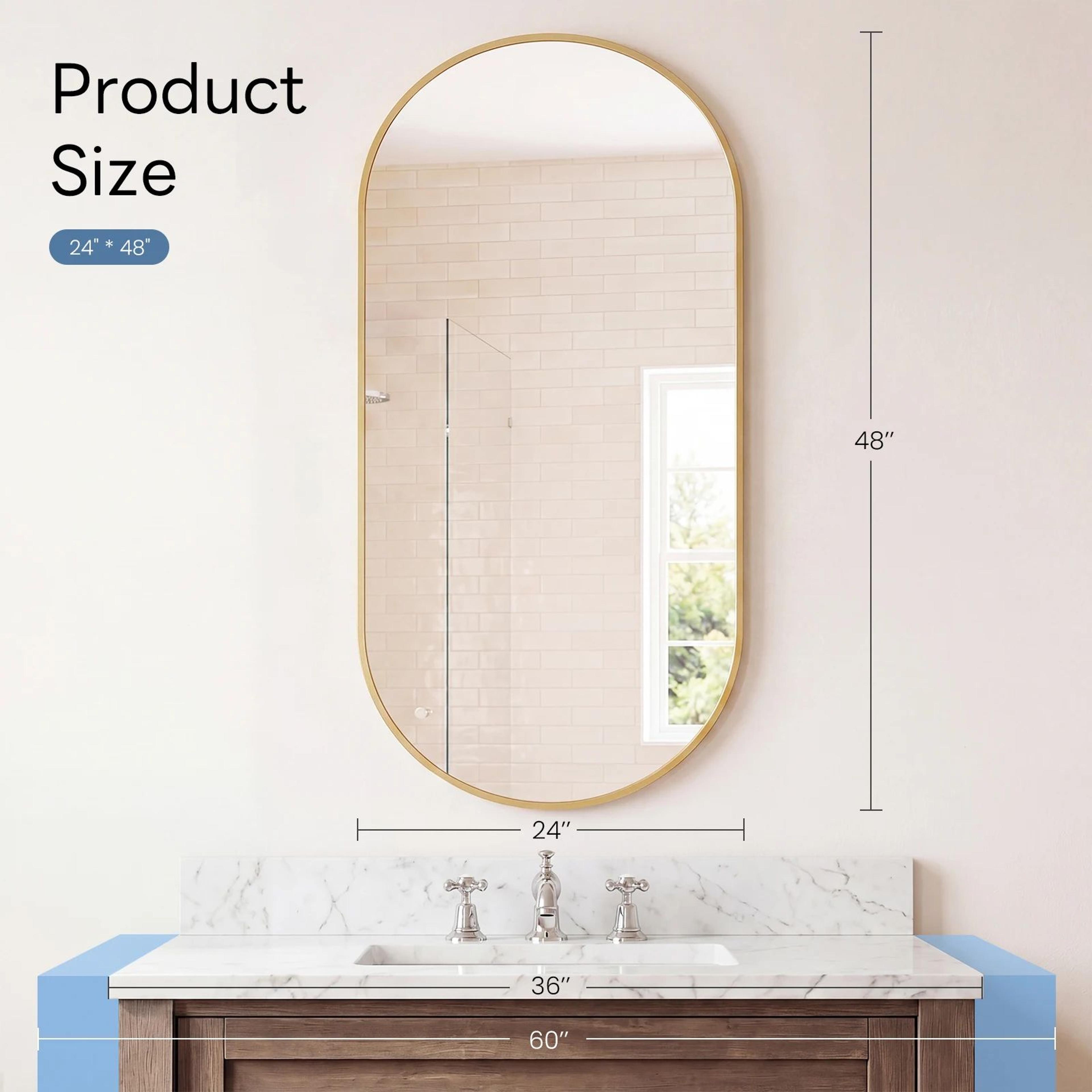 Modern Oval Metal Frame Wall Mirror With Tempered Glass For Bedroom And Living Room 12