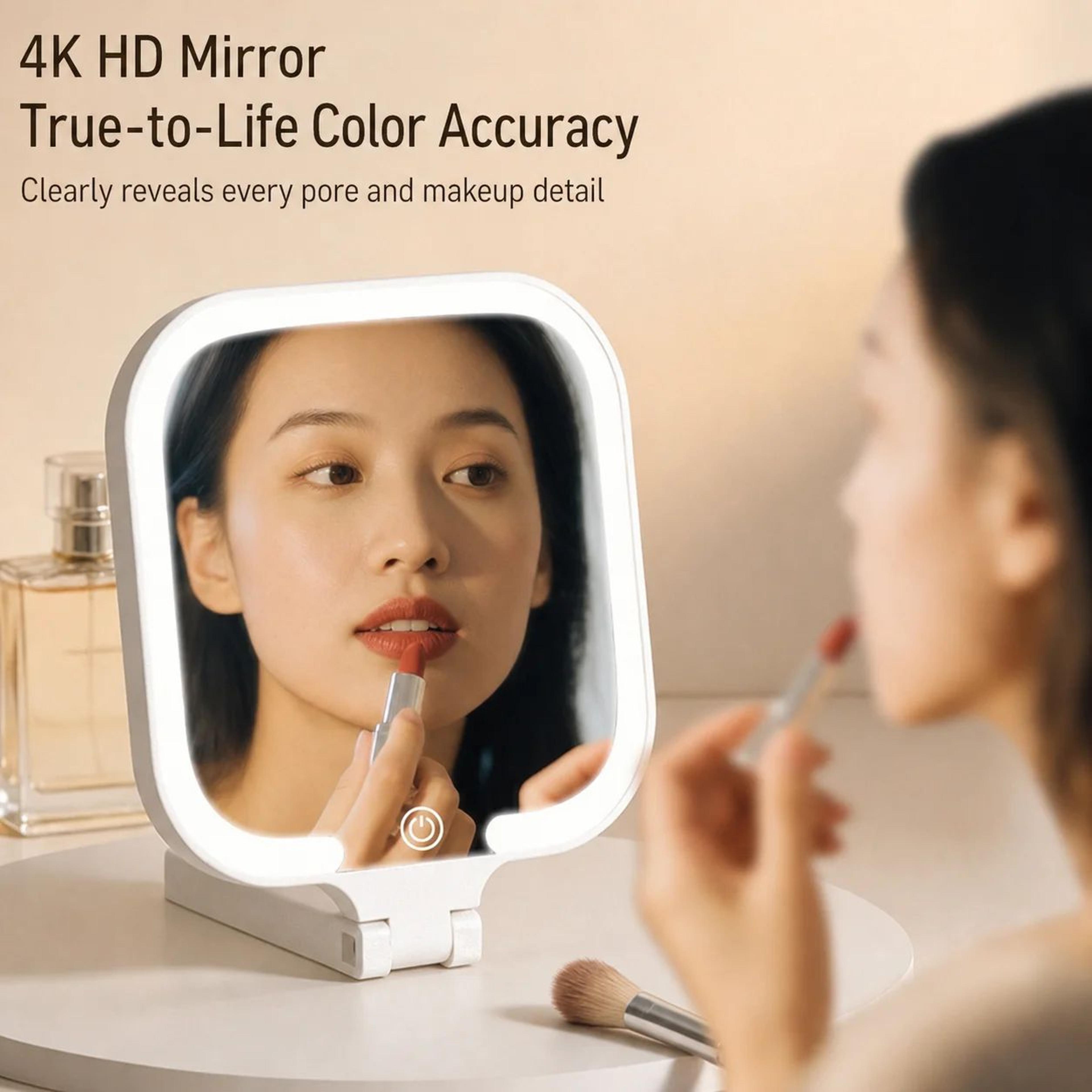 Portable HD LED Makeup Mirror With Dimmable TriColor Light 3