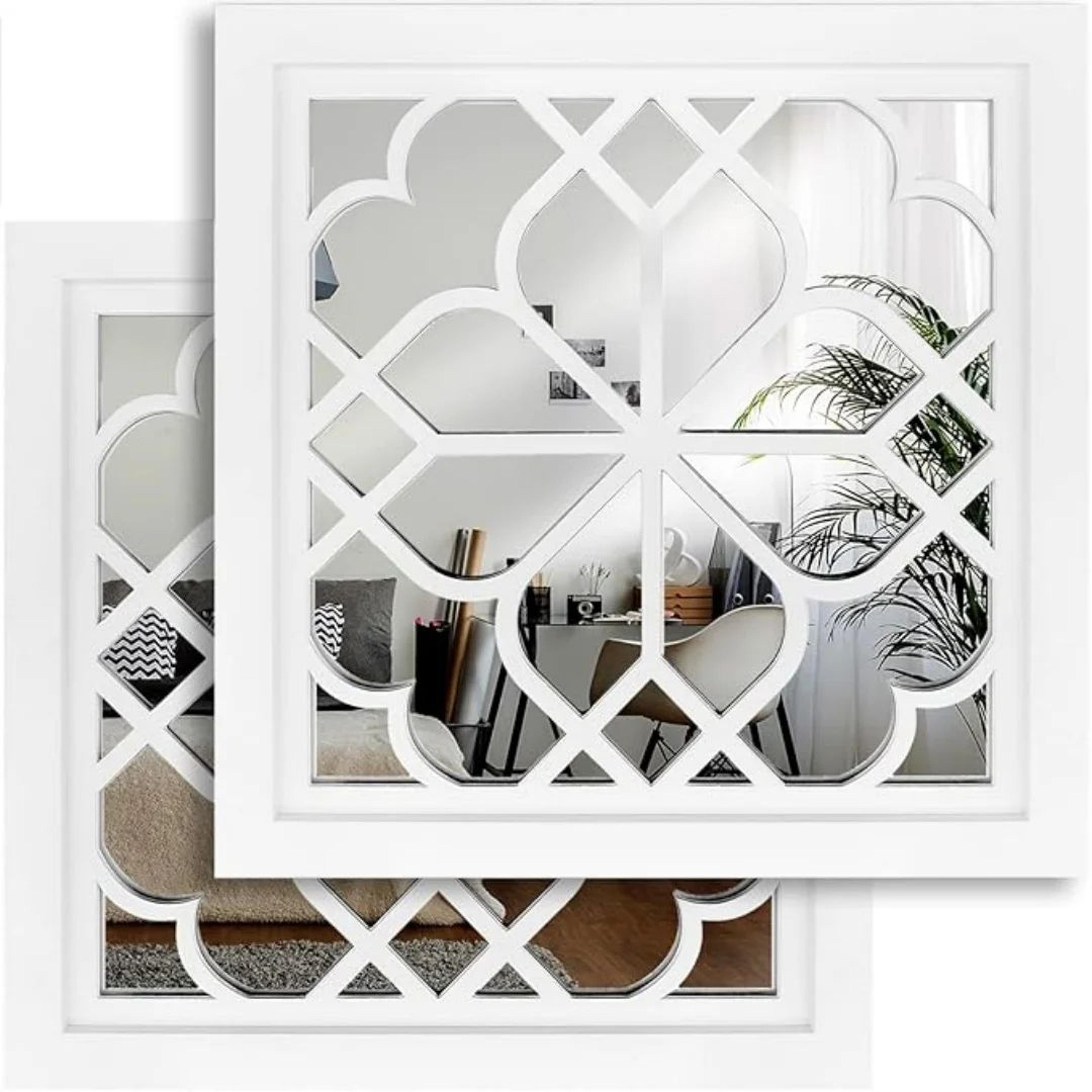 2Piece Retro Wooden Acrylic Wall Mirror Set For Rustic Home Decor 6