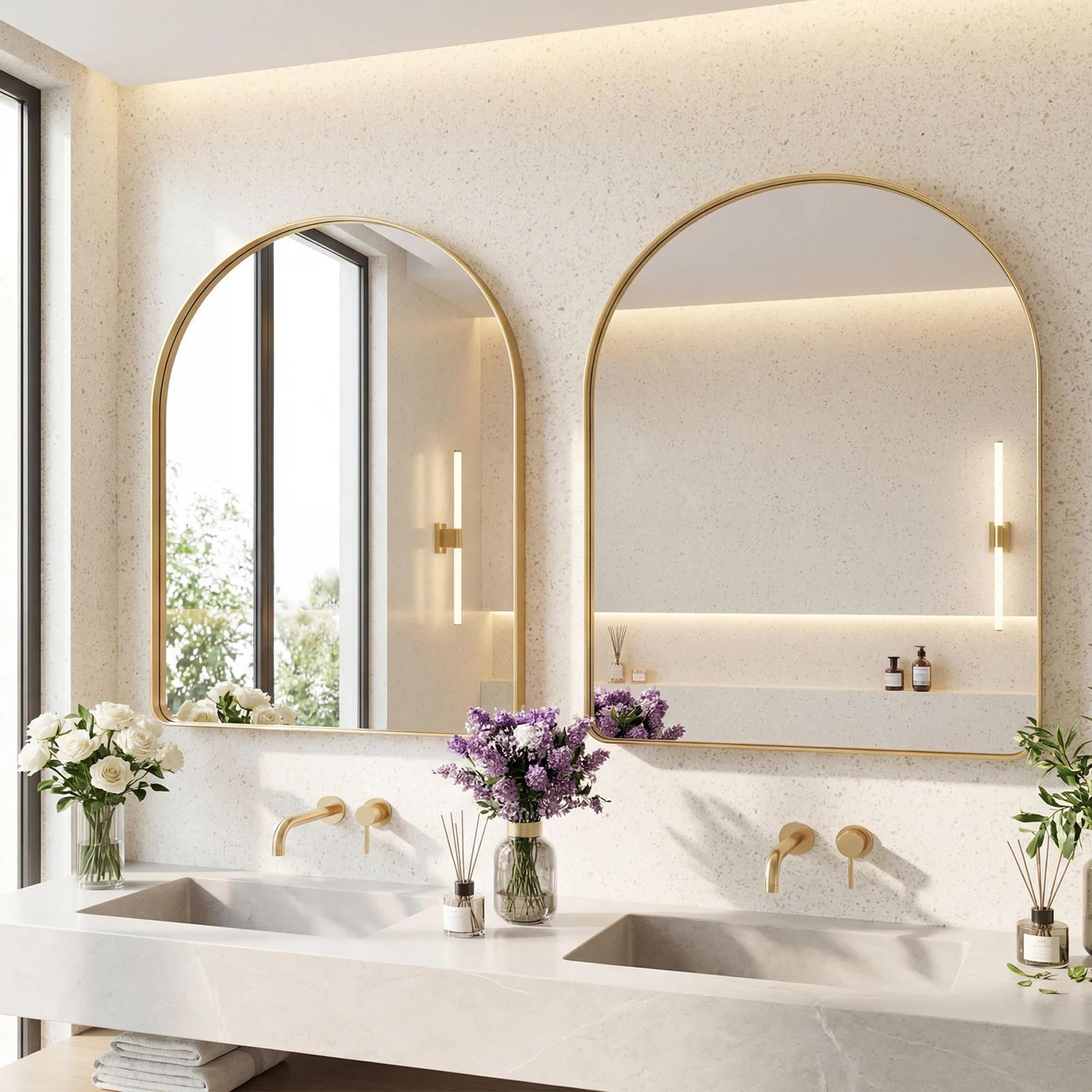 Modern Arched Metal Frame Bathroom Vanity Wall Mirror 4