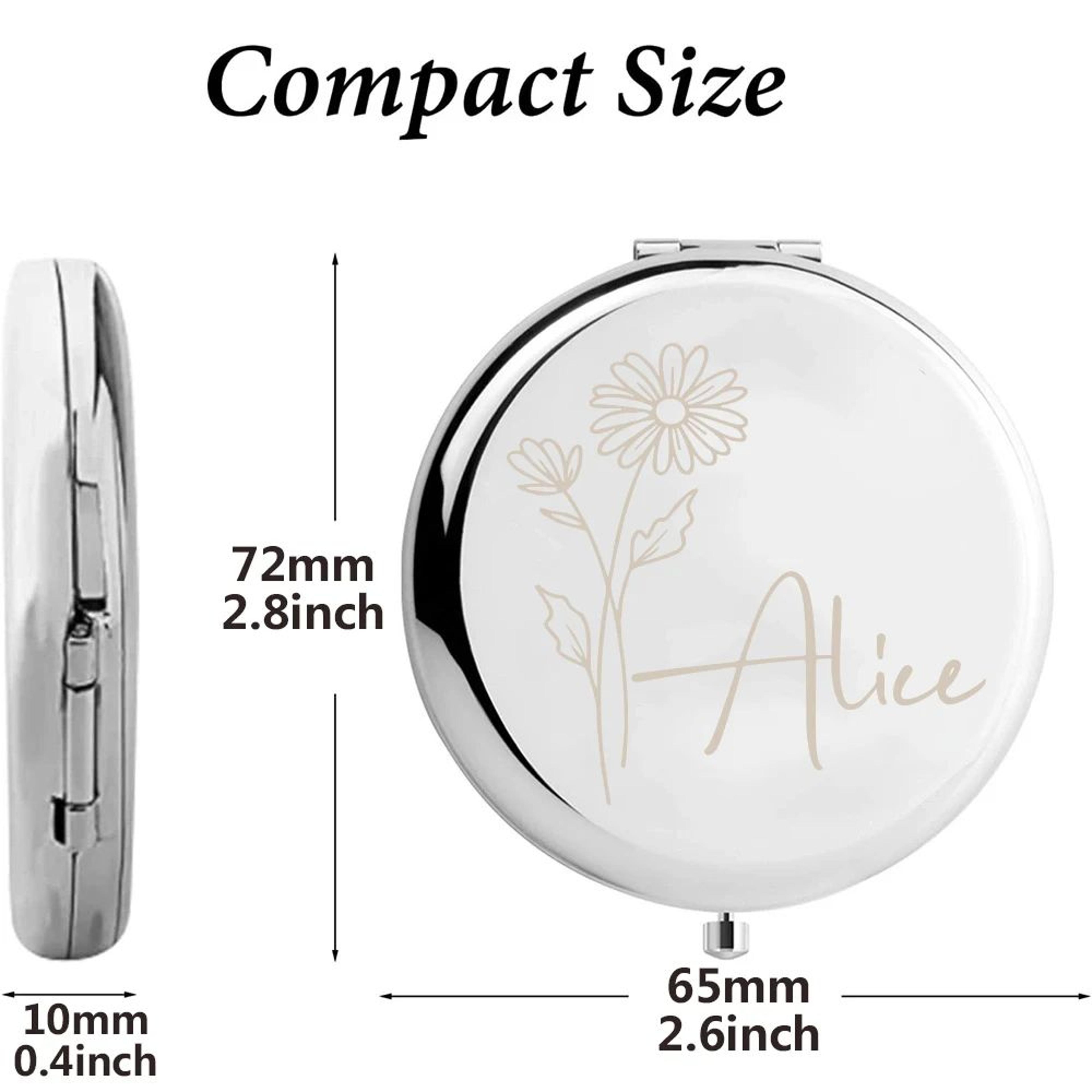 Personalized Floral Engraved Compact Mirror Wedding And Bridesmaid Gift 3