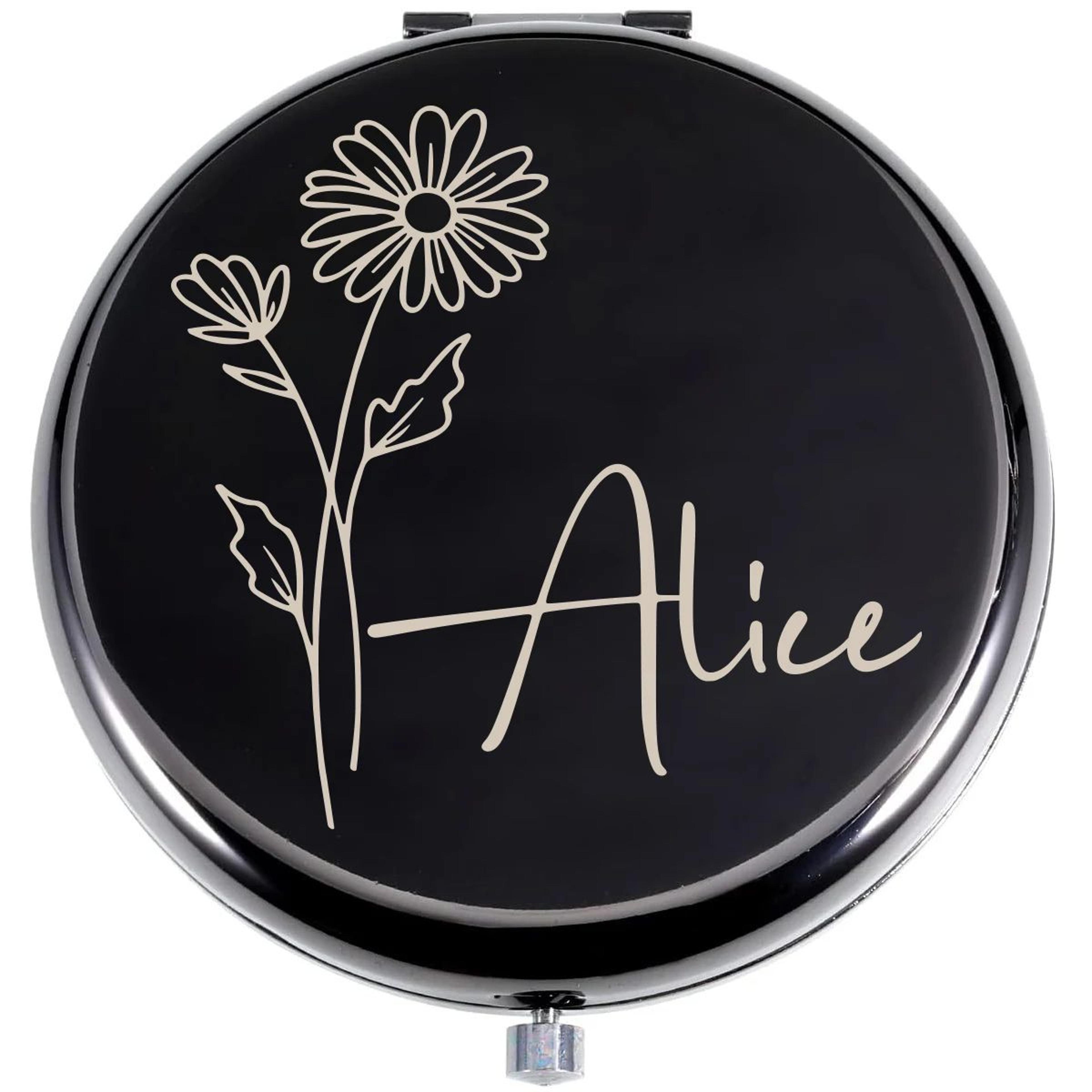 Personalized Floral Engraved Compact Mirror Wedding And Bridesmaid Gift 9