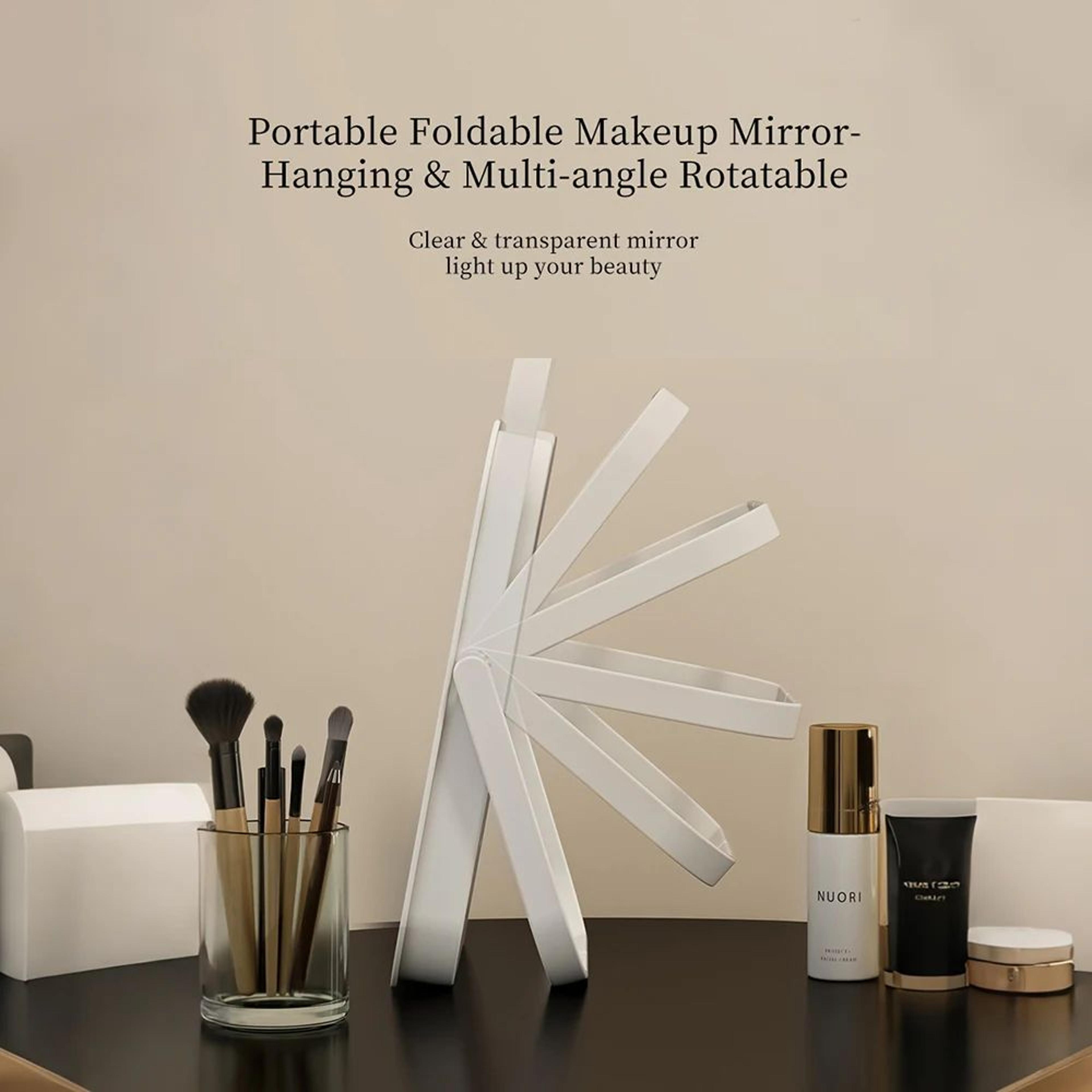 Portable LED Travel Makeup Mirror With Dimmable Touch Light And 360 Degree Stand 4