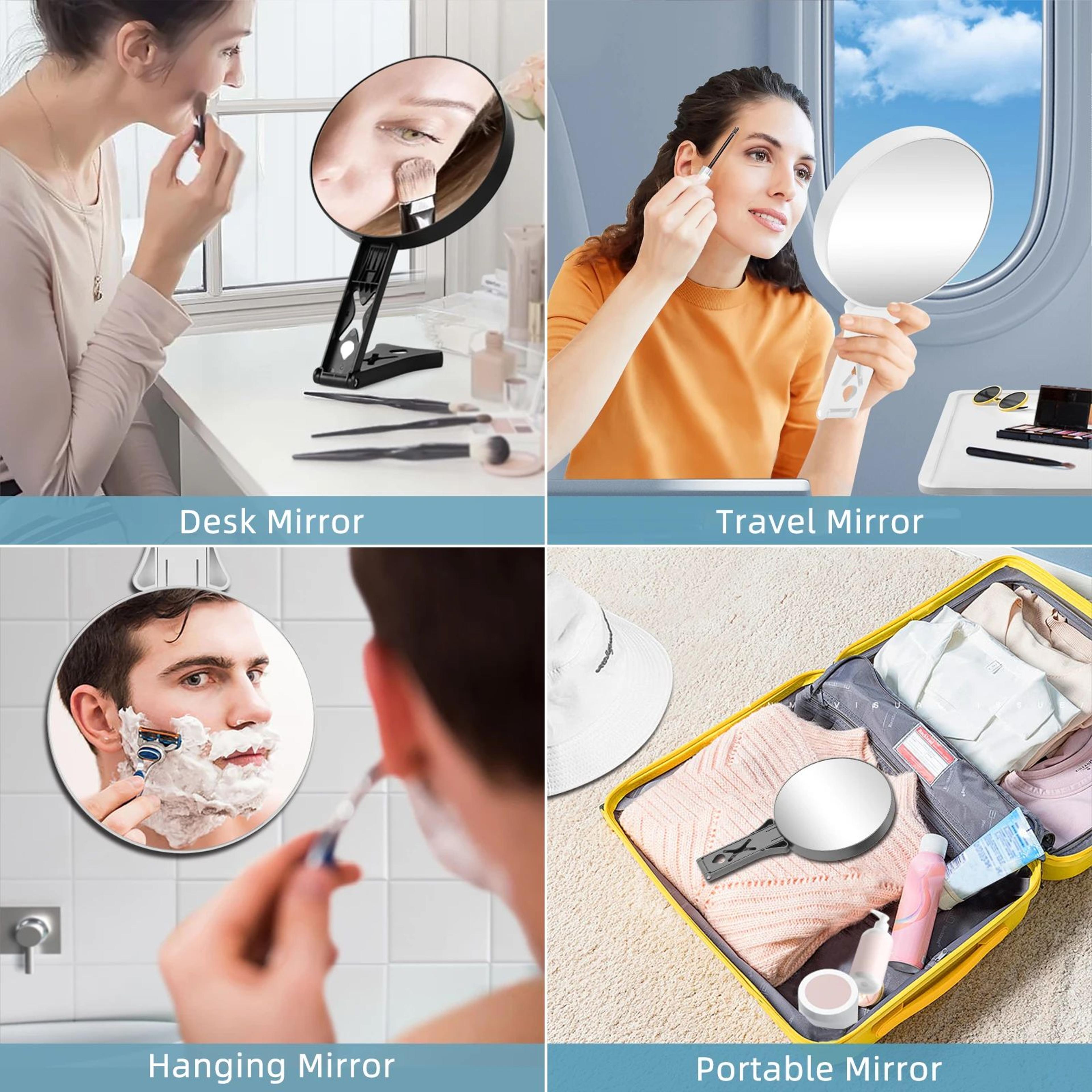 10X Magnifying Travel Mirror With DoubleSided 1X View And Foldable Handle 5