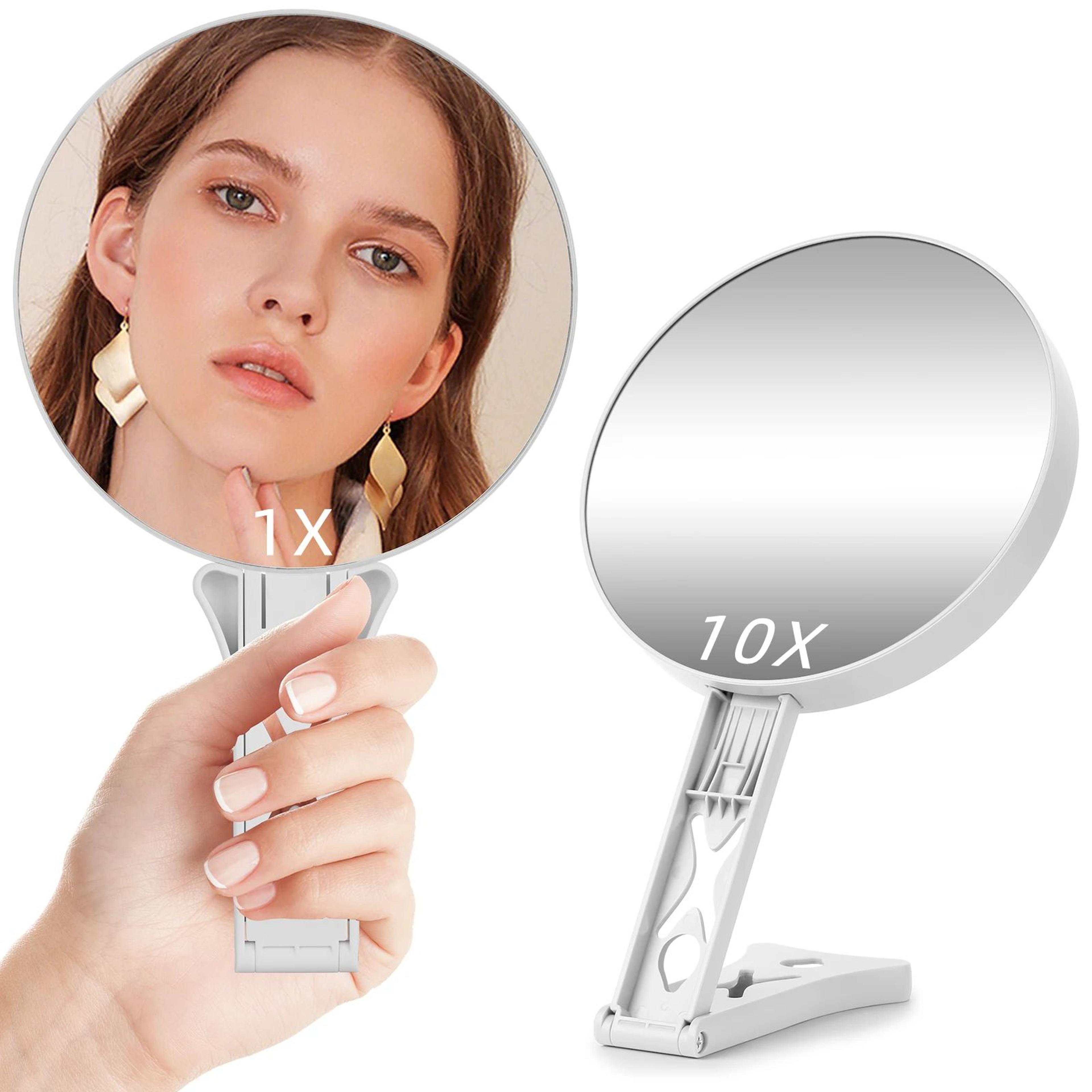 10X Magnifying Travel Mirror With DoubleSided 1X View And Foldable Handle 7