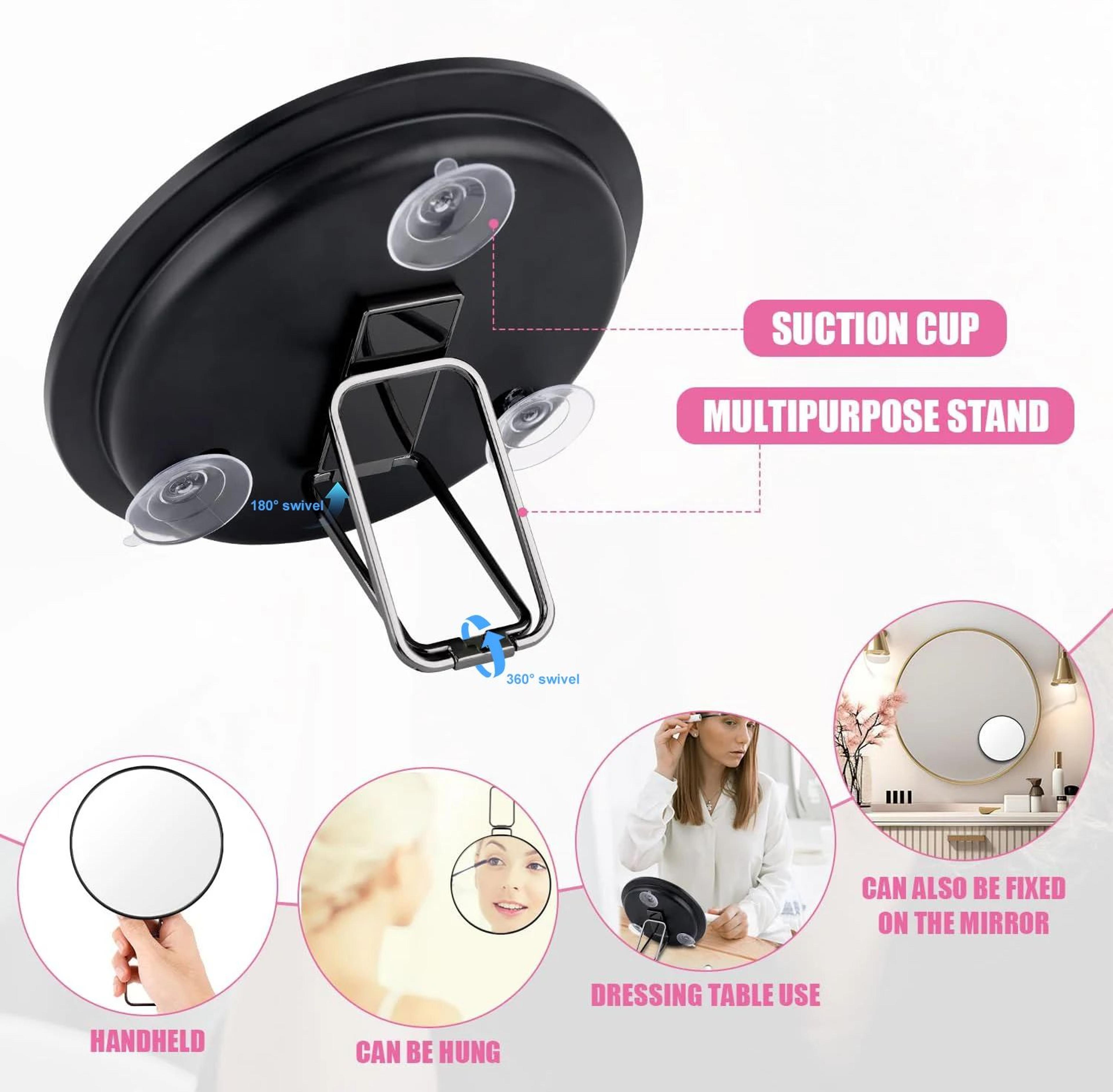 6 Inch 10X Magnifying Travel Makeup Mirror With Adjustable Stand And Suction Cups 2