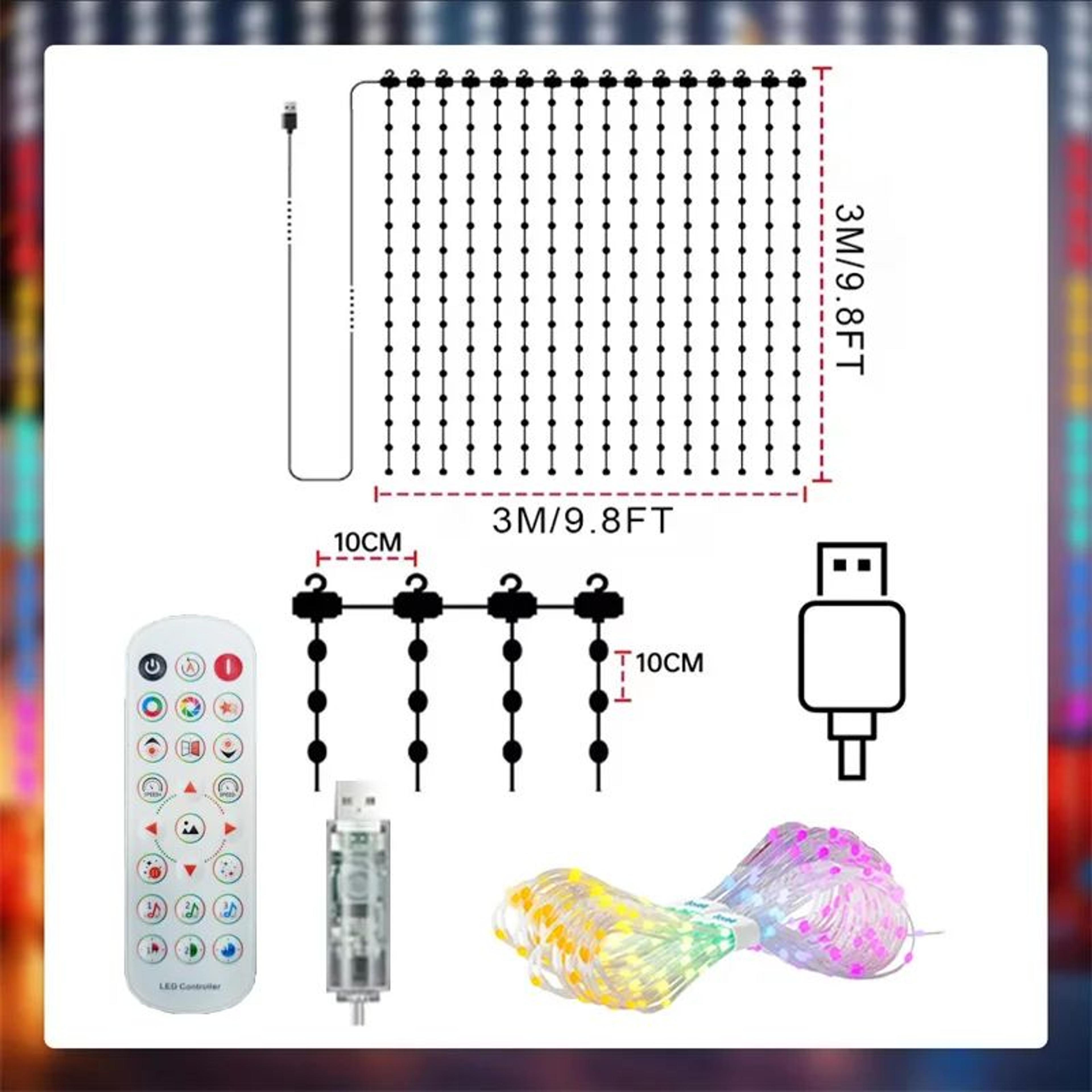 Smart RGB LED Christmas Curtain Lights With App Control Music Sync And DIY Patterns 6