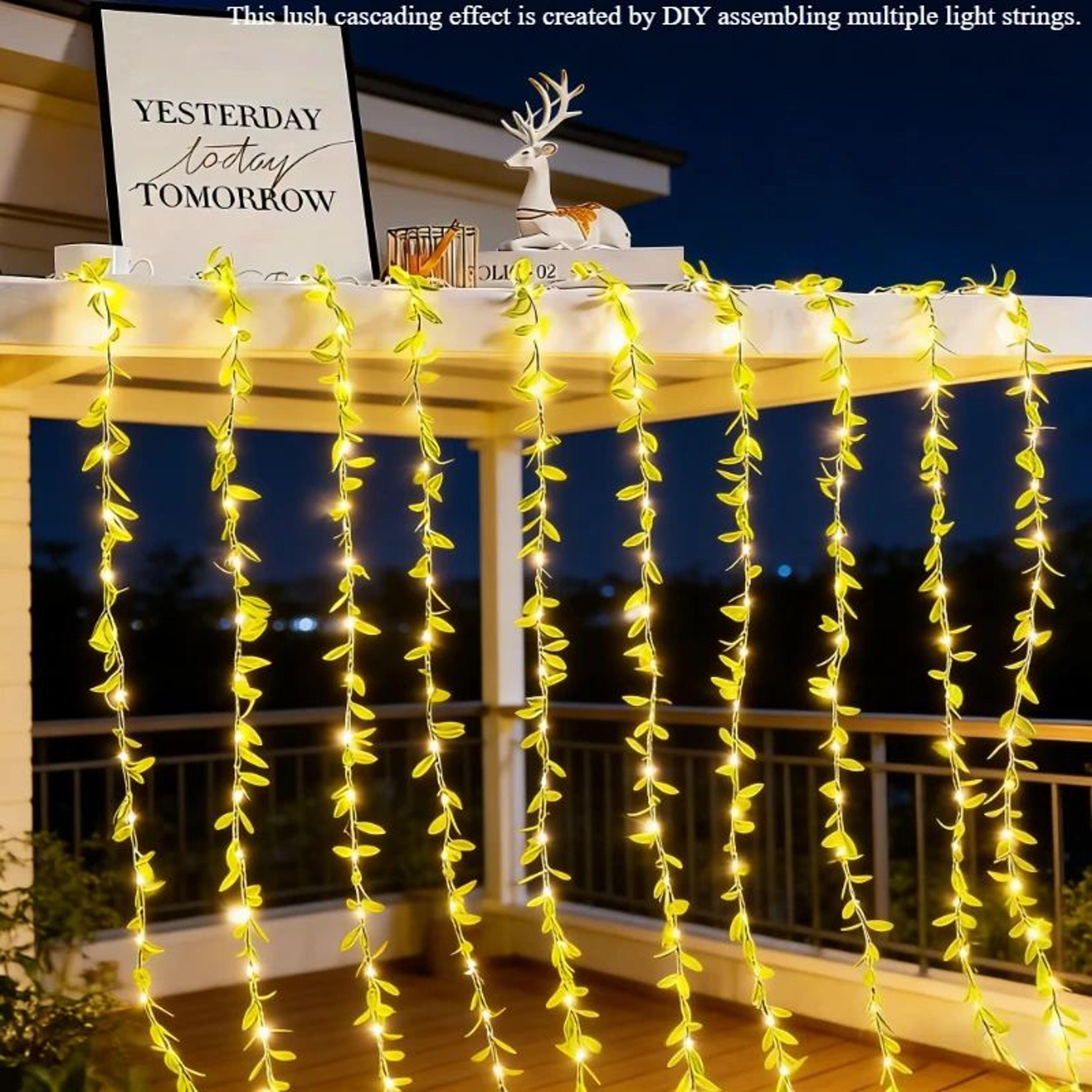 2M 20LED Willow Leaf Fairy String Lights Battery Powered Decorative Garland 1