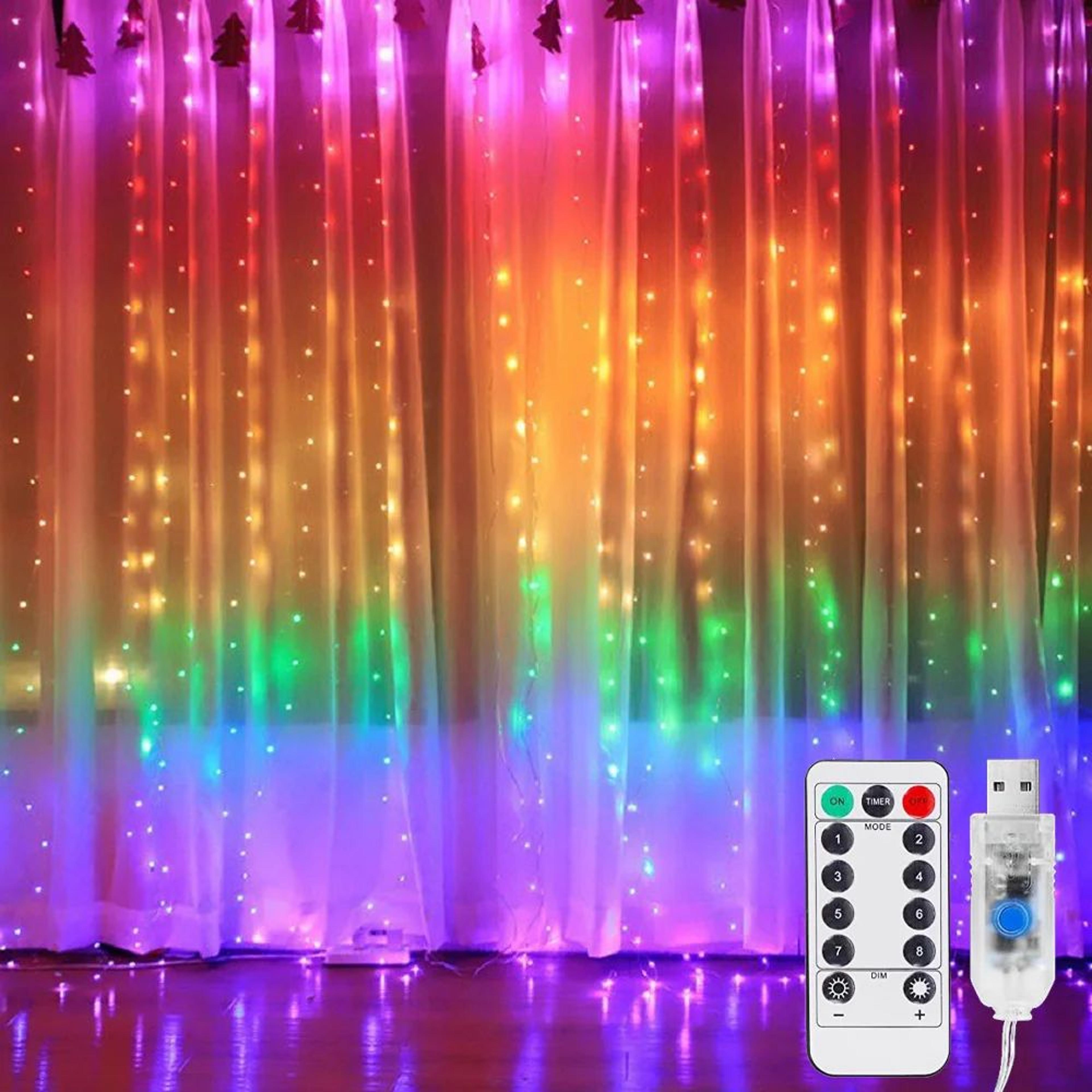 3M X 3M USB LED Curtain Fairy Lights With Remote Control 6
