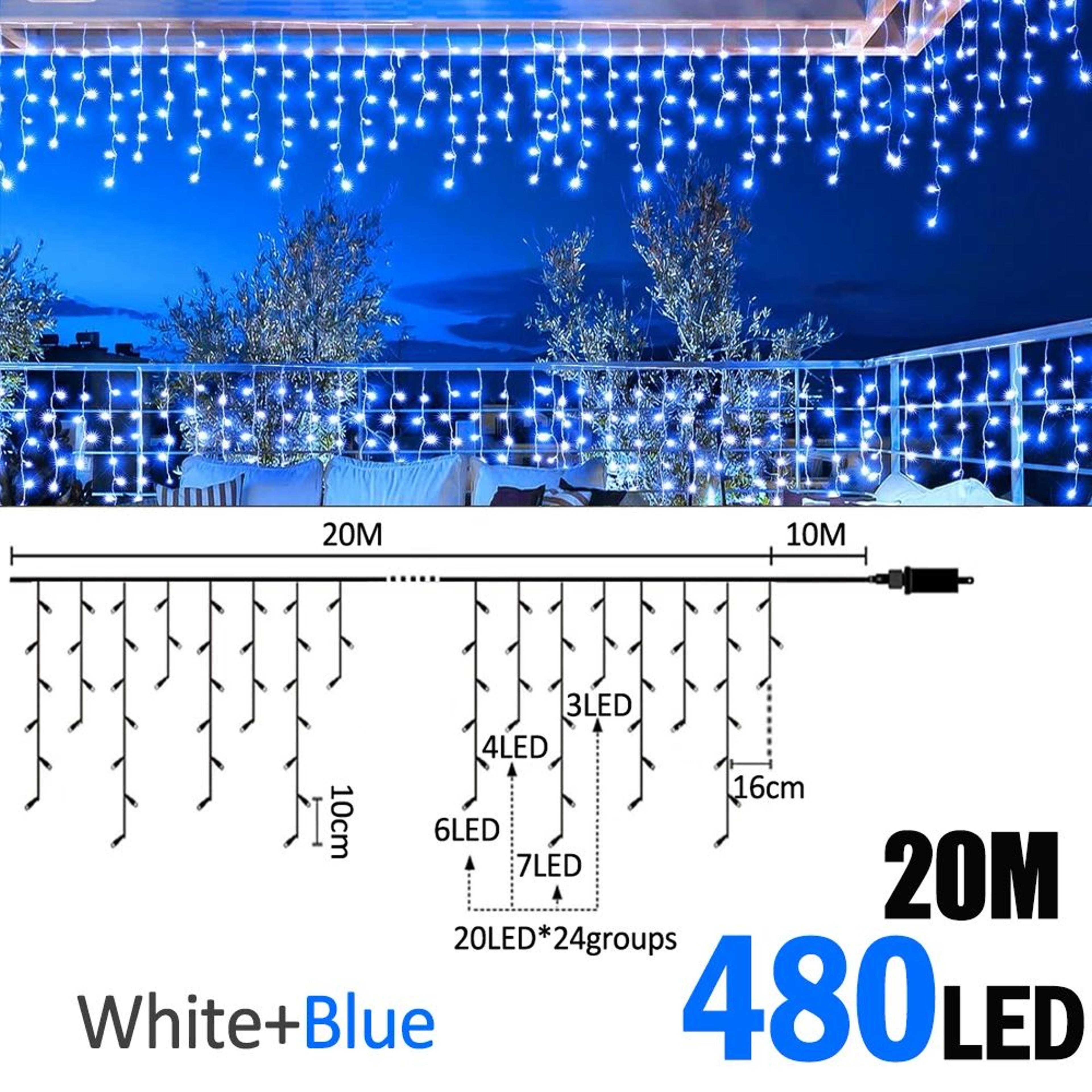 65M 200LED Or 20M 480LED Waterproof Icicle String Lights With 8 Modes And Timer 6