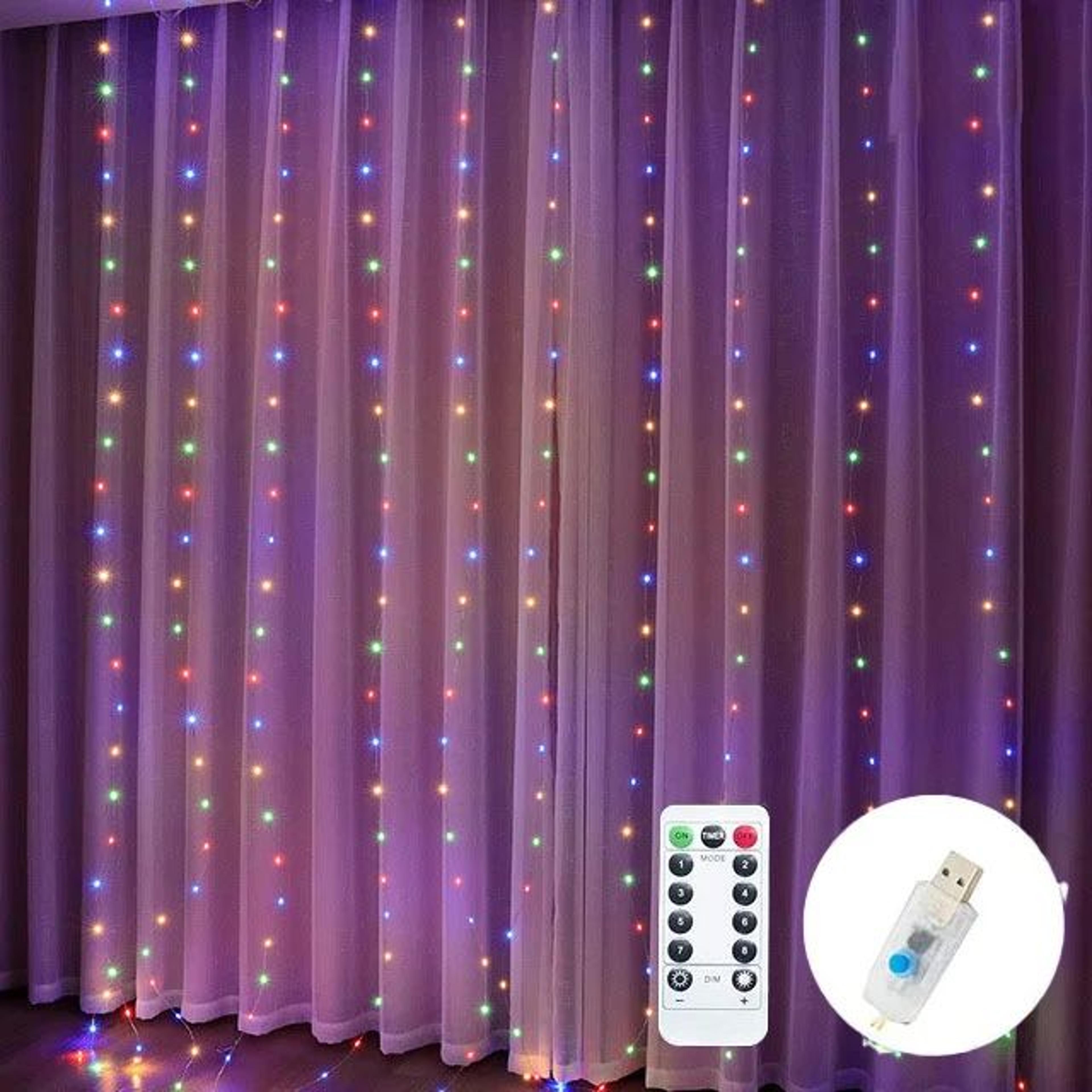 Remote Control USB Curtain String Lights With 8 Lighting Modes 8