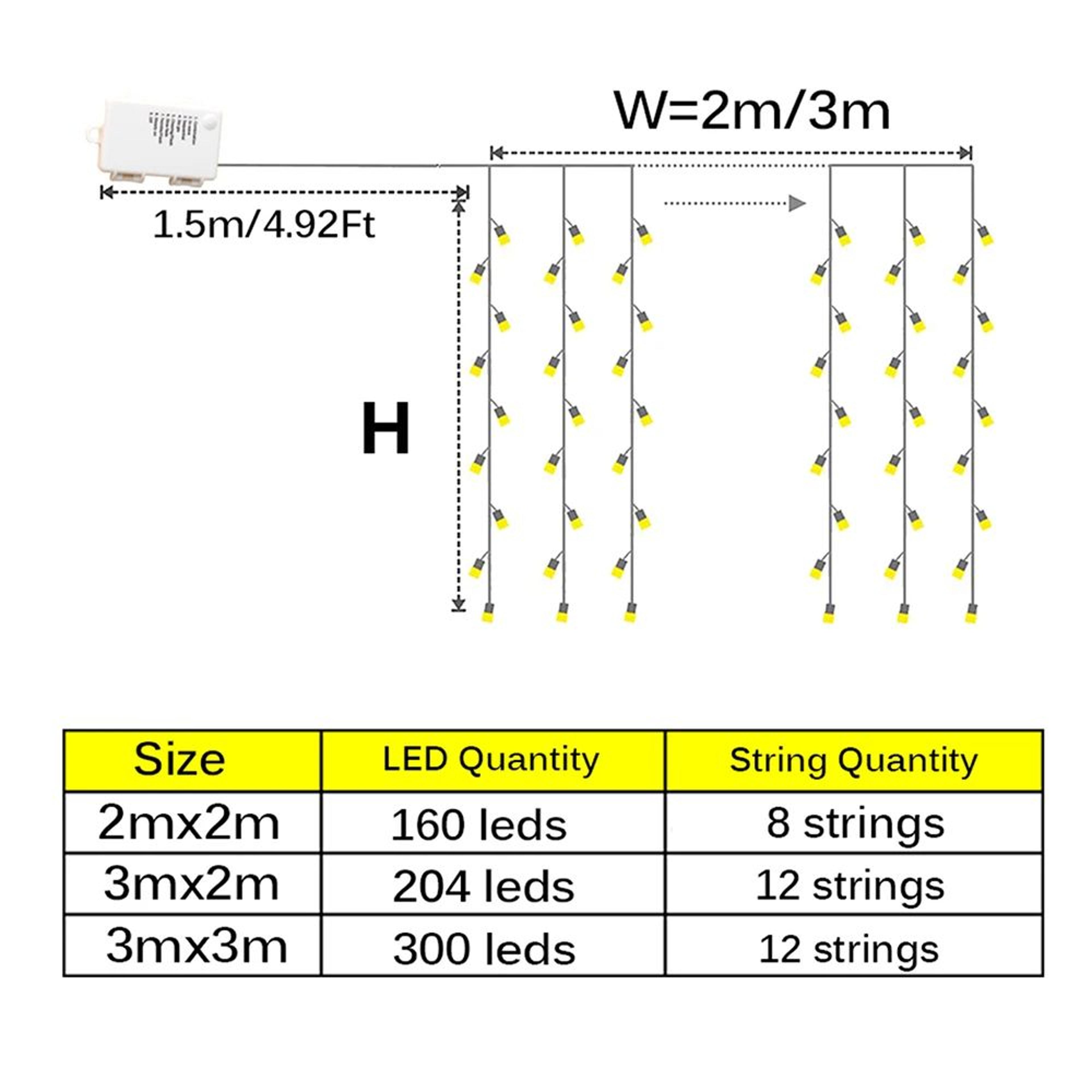 Battery Powered LED Icicle Curtain Lights For Window Holiday And Party Decor 1