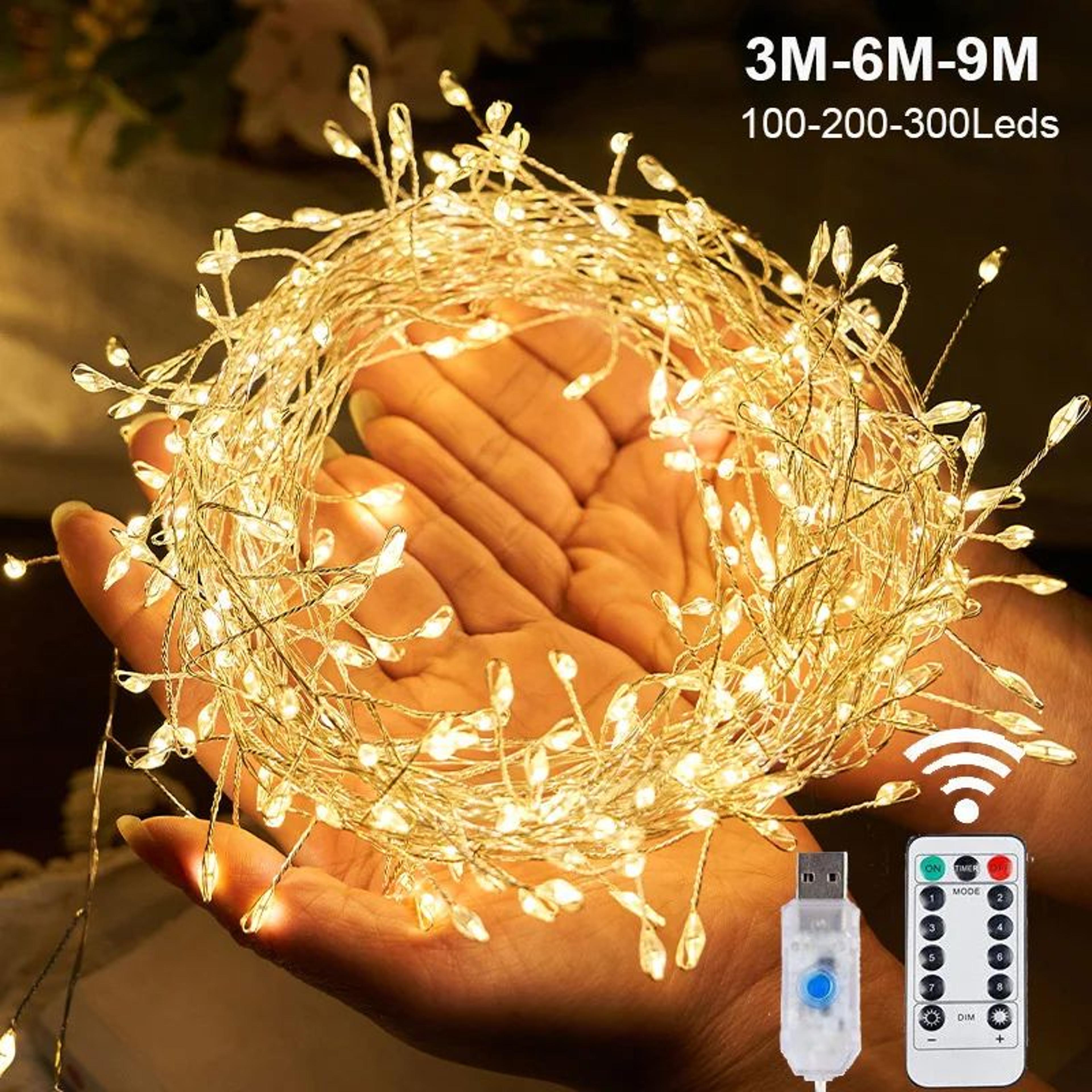 USB Firecracker LED String Lights With Remote  3M 6M 9M Fairy Garland 0