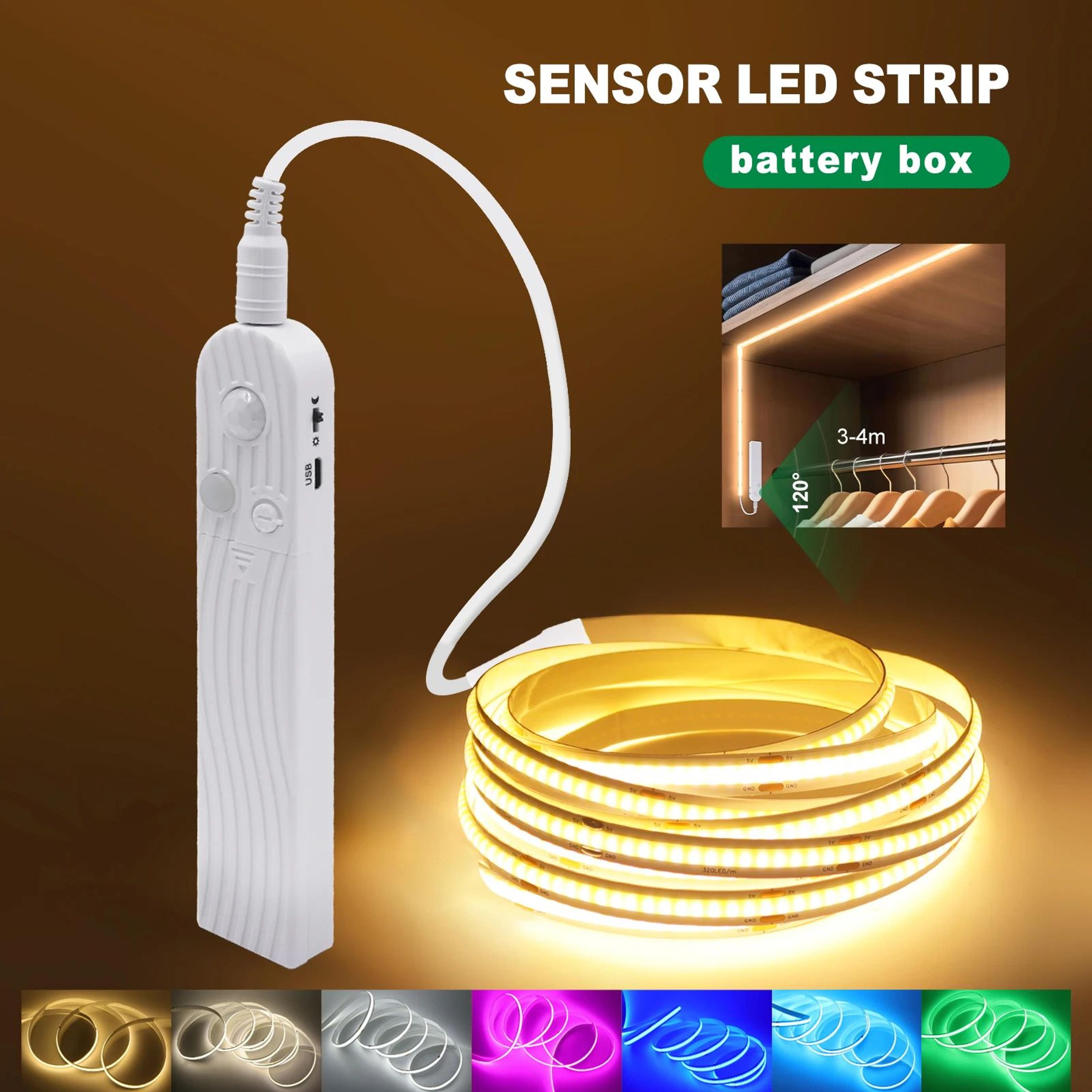 5V Motion Sensor COB LED Strip Light 320 LEDsM Battery Powered Night Light 0