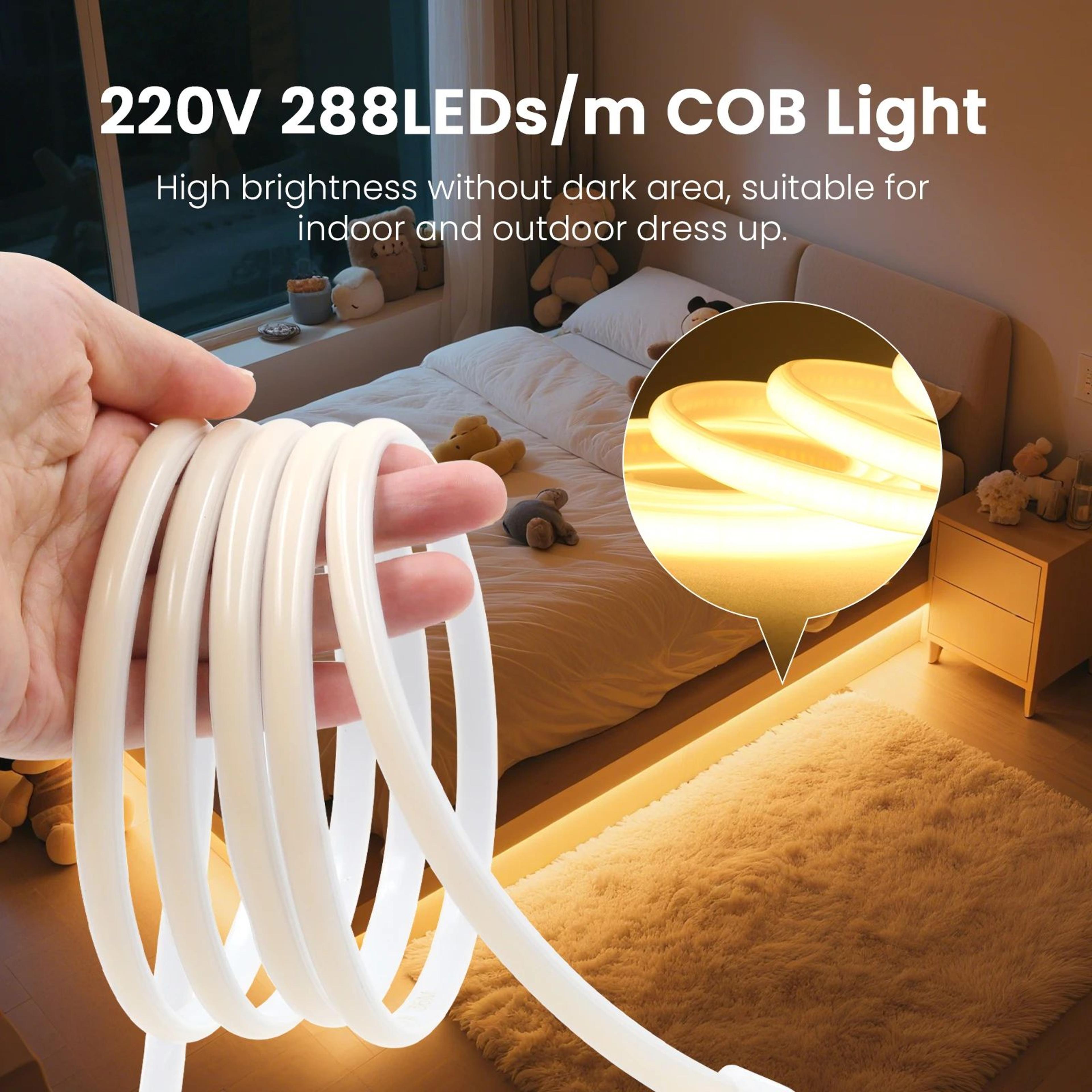 220V COB LED Strip Light 288 LEDsM IP65 Waterproof Dimmable Indoor Outdoor Lighting 3