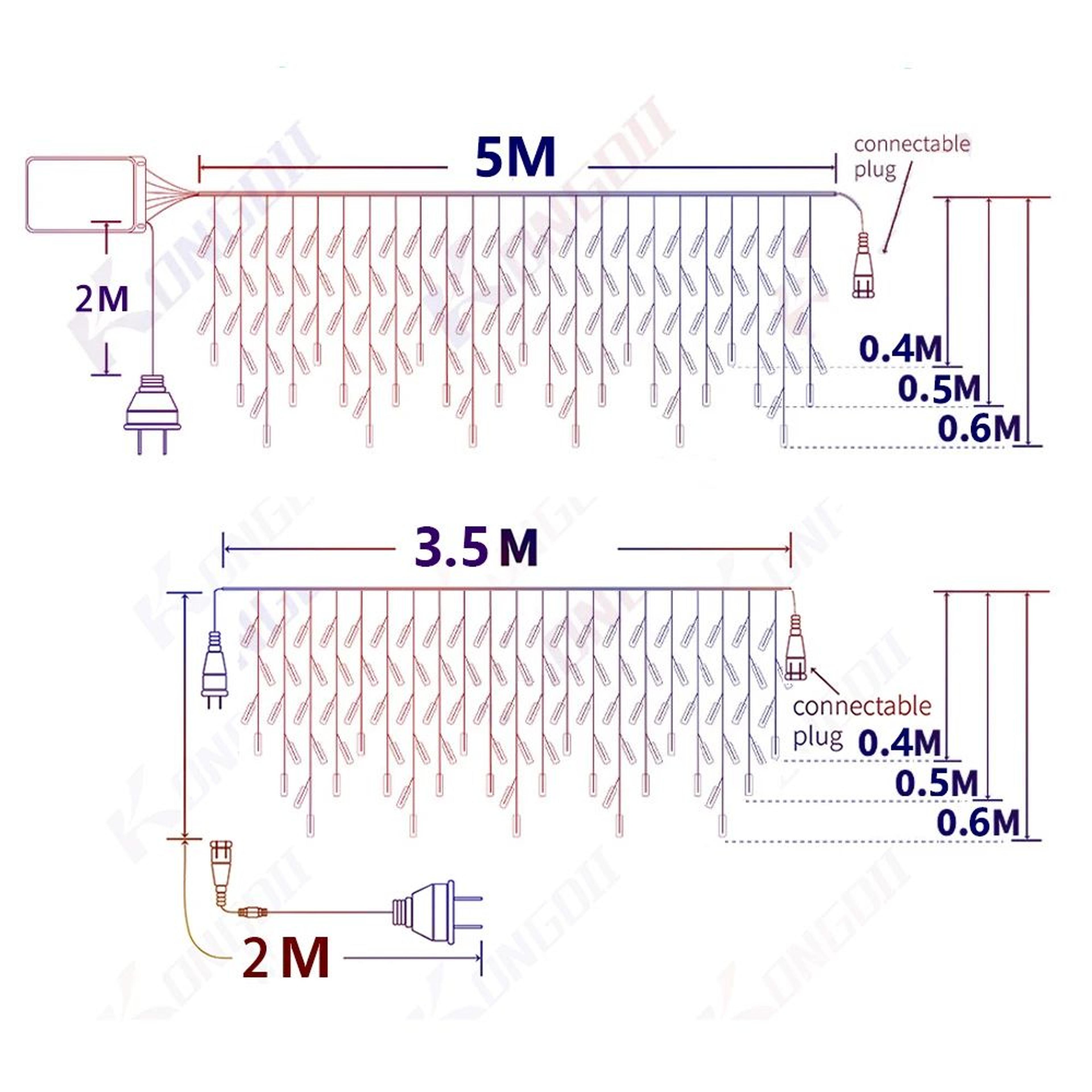 35M40M LED Icicle Curtain String Lights With 8 Modes For Outdoor Holiday Decor 1