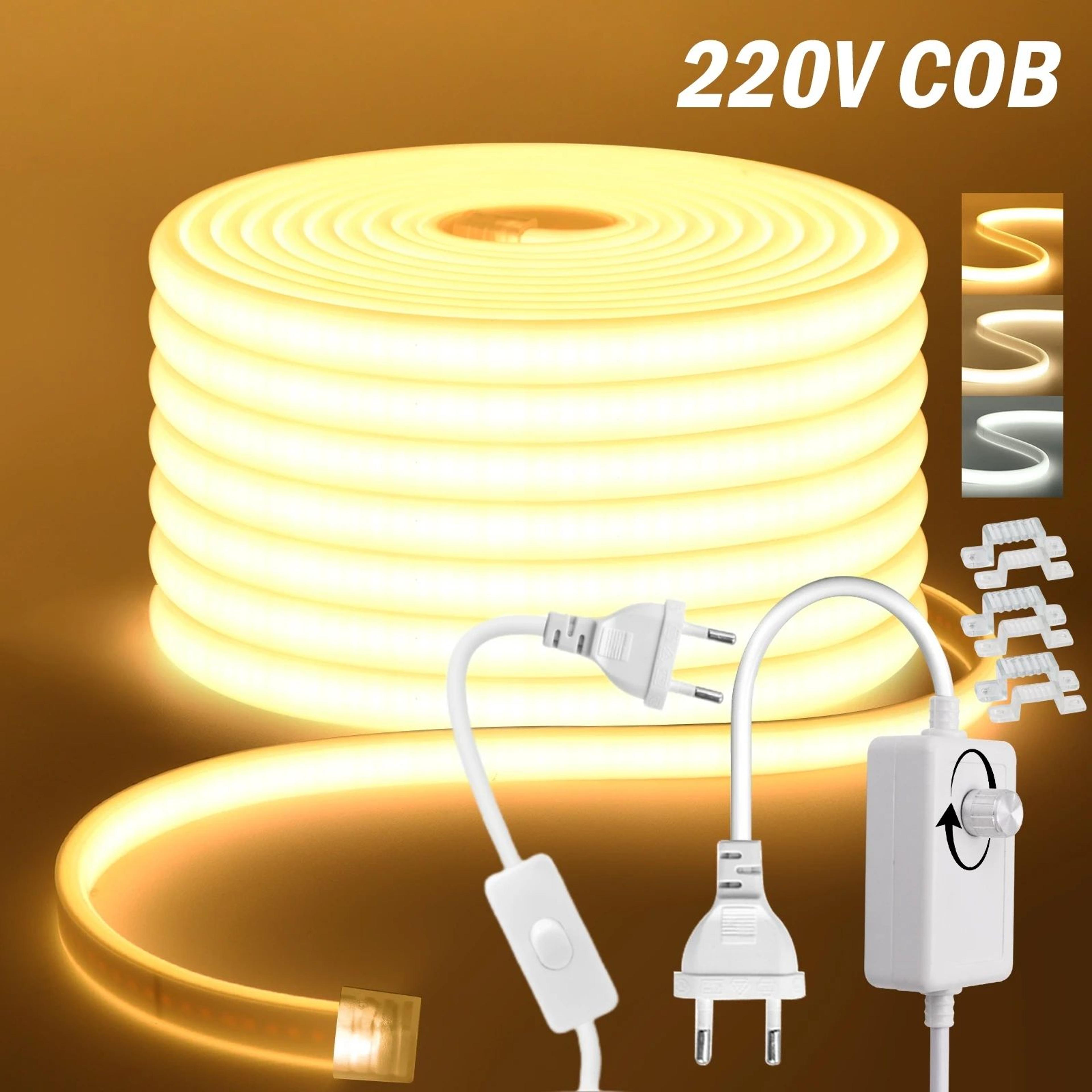 220V Dimmable COB LED Strip Light IP65 With EU Plug For Kitchen And Home Lighting 1