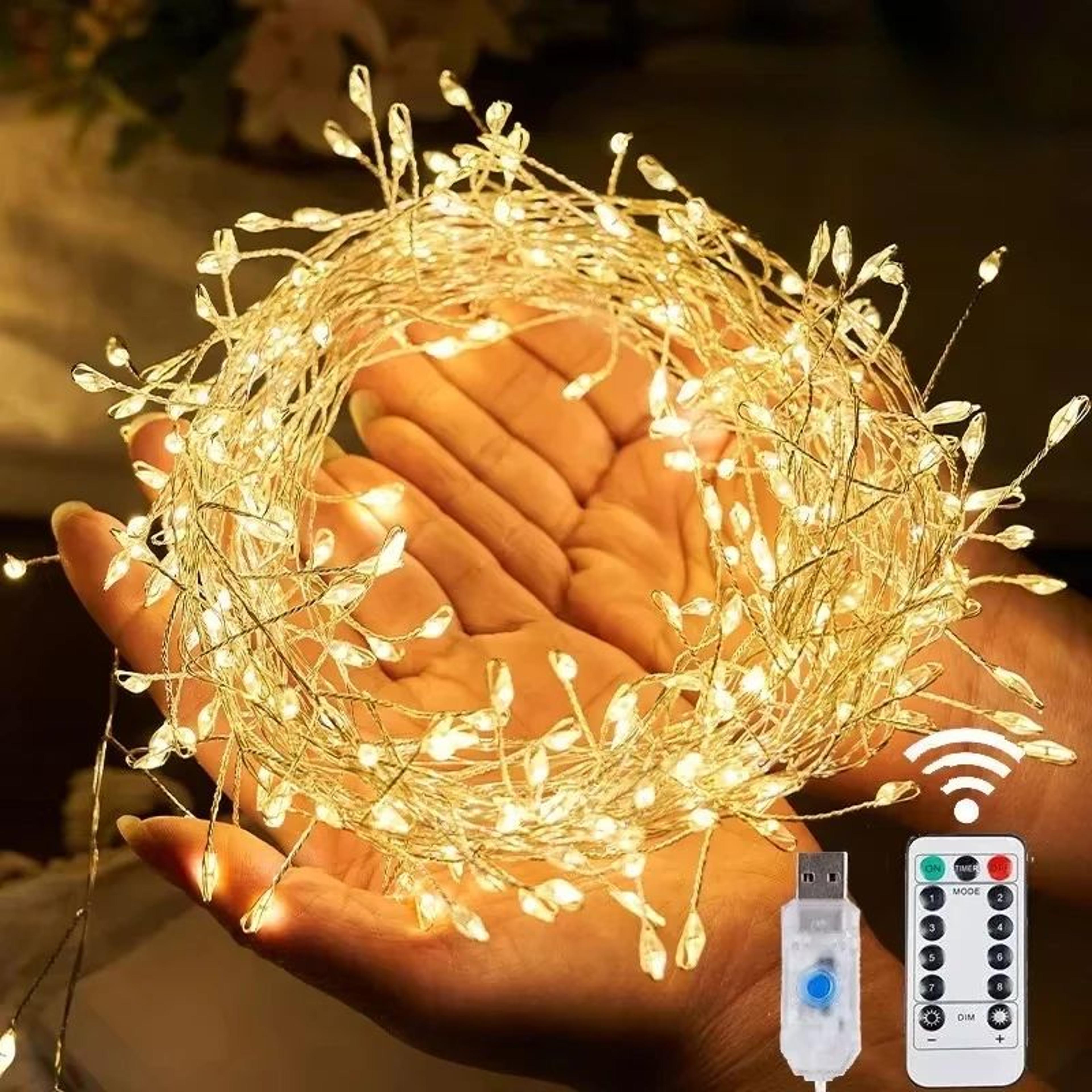 usb firecracker fairy string lights with remote control - 3m 100 led or 6m 200 led