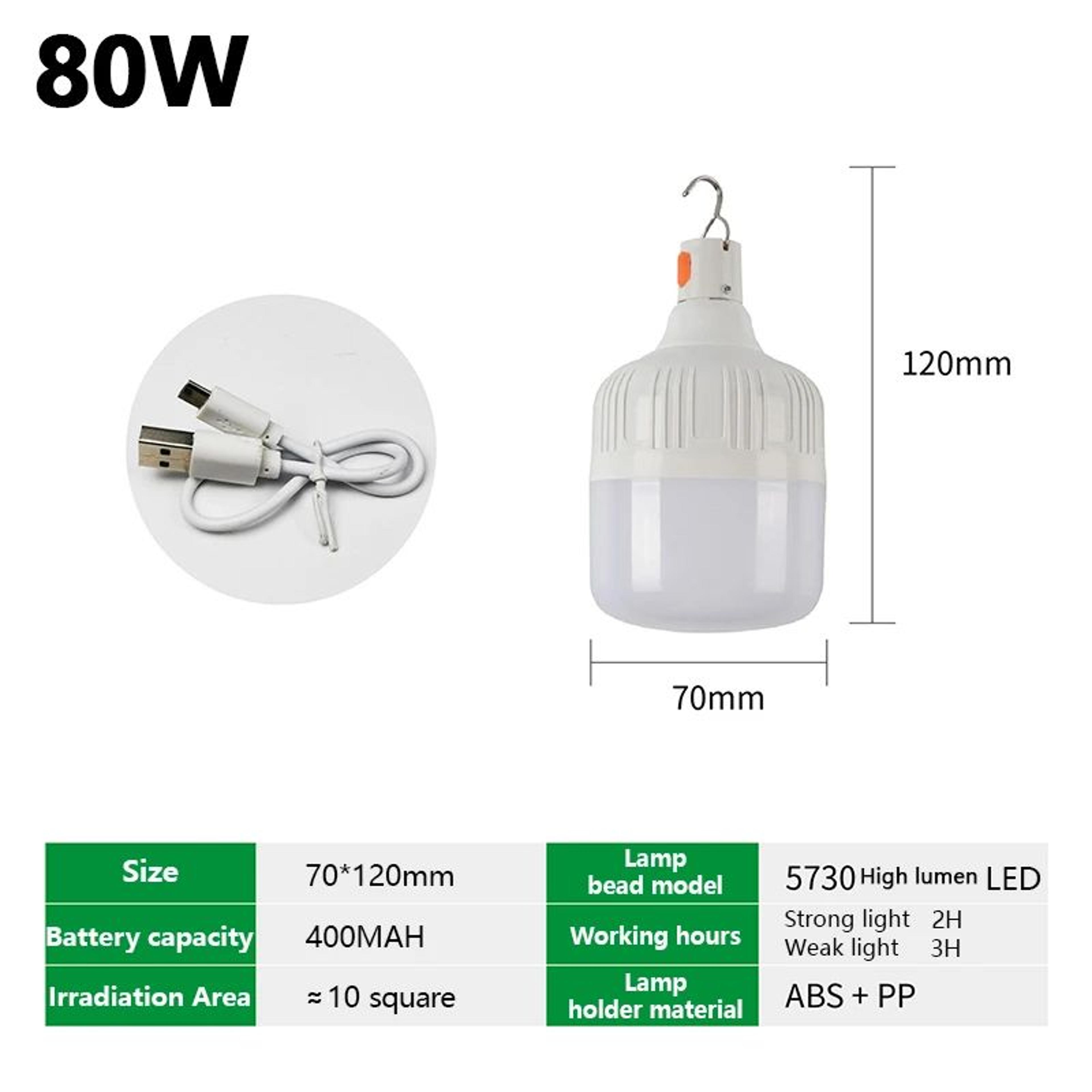 Portable USB Rechargeable LED Camping Bulb Lantern With Hanging Hook 10