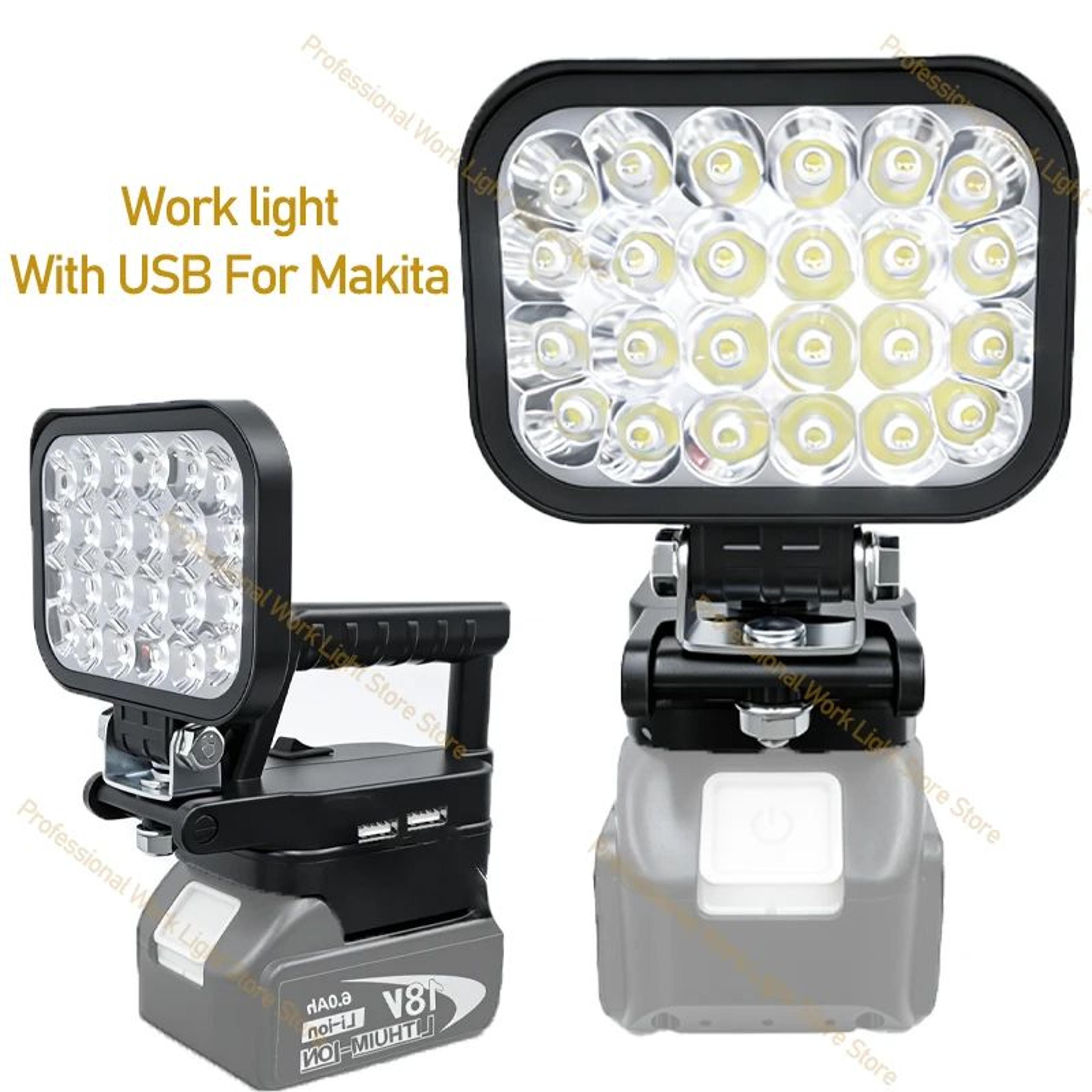 portable led work light for makita 14.4v to 18v battery with usb port