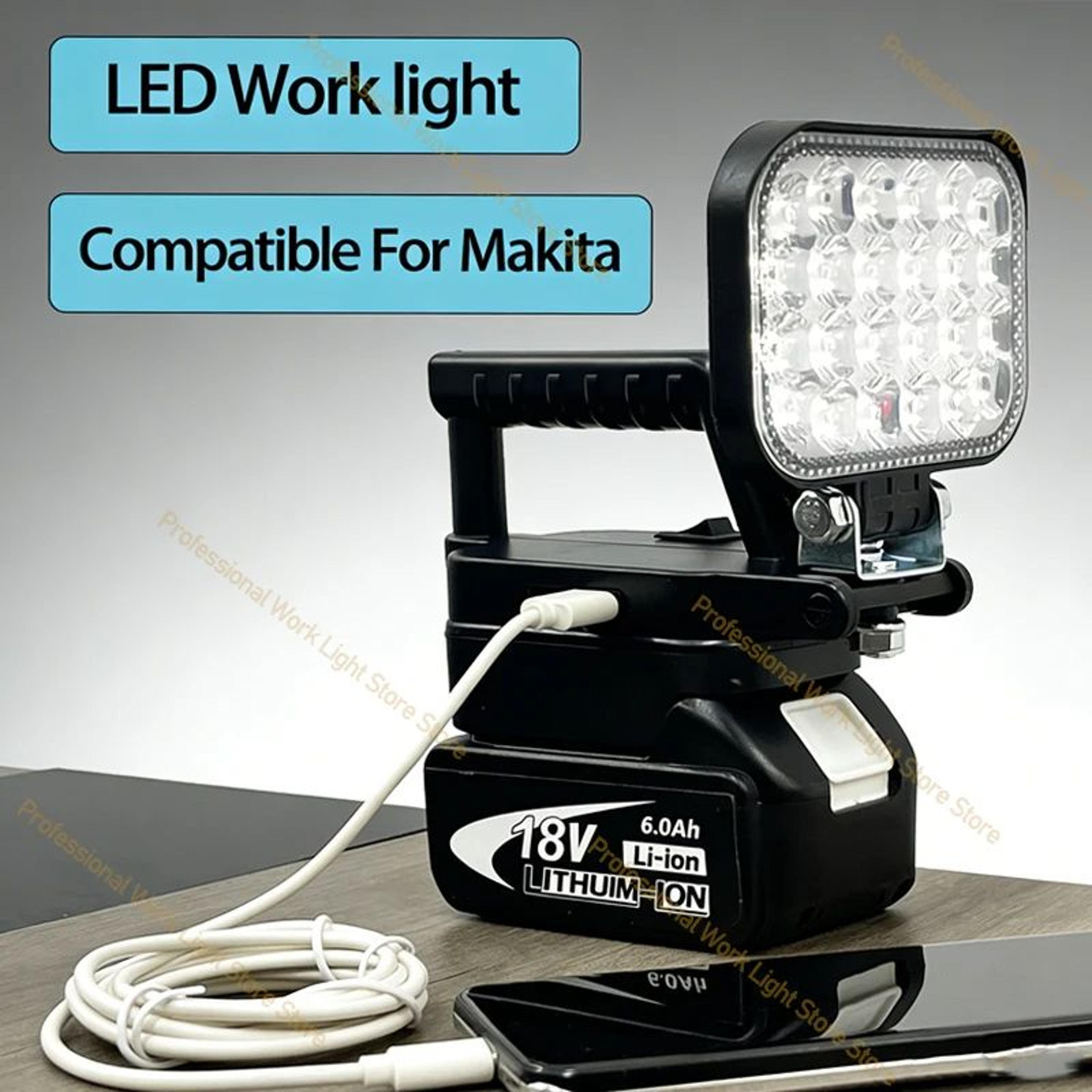 Portable LED Work Light For Makita 144V To 18V Battery With USB Port 2