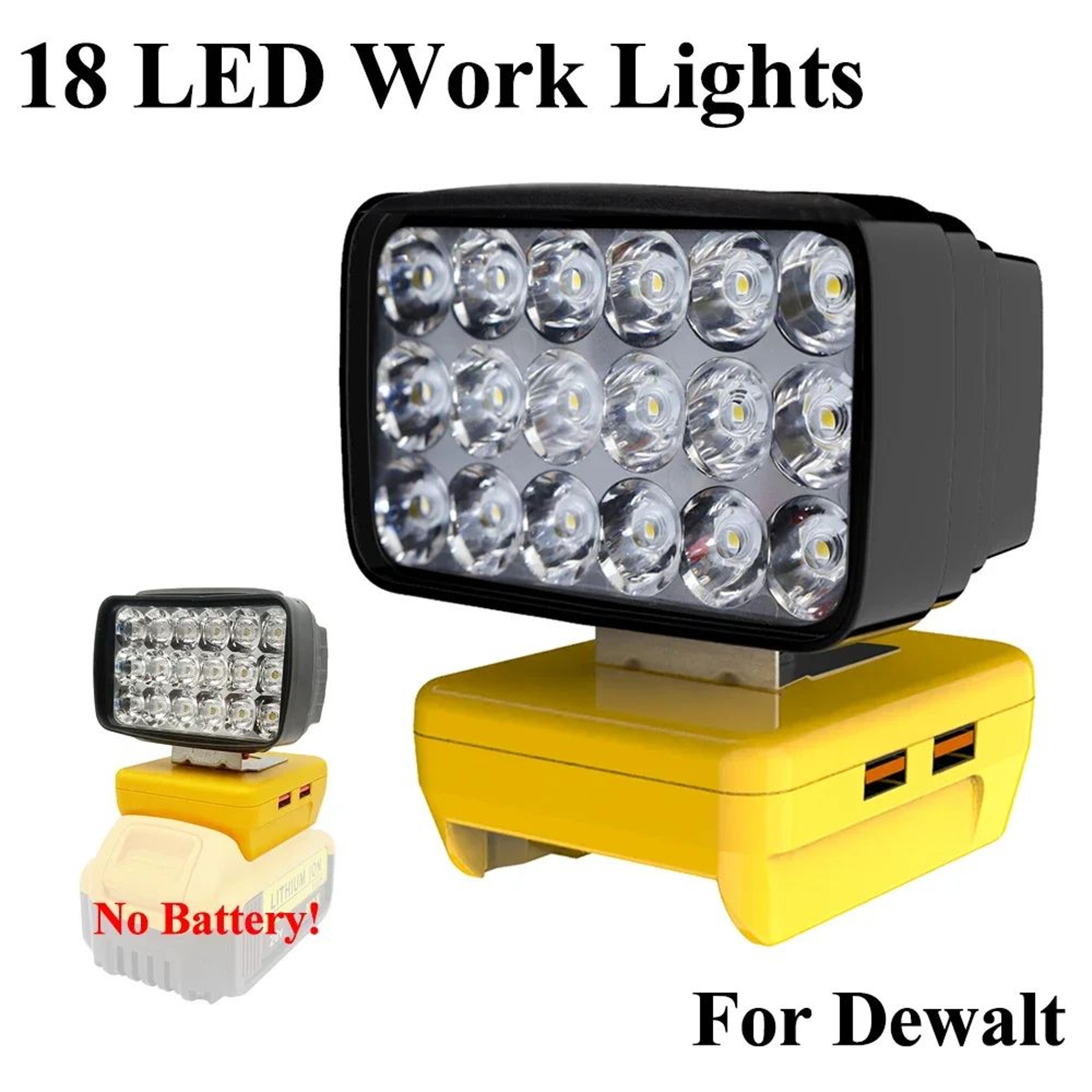 18 LED Cordless Work Light For DeWalt 18V 20V 60V Batteries 0