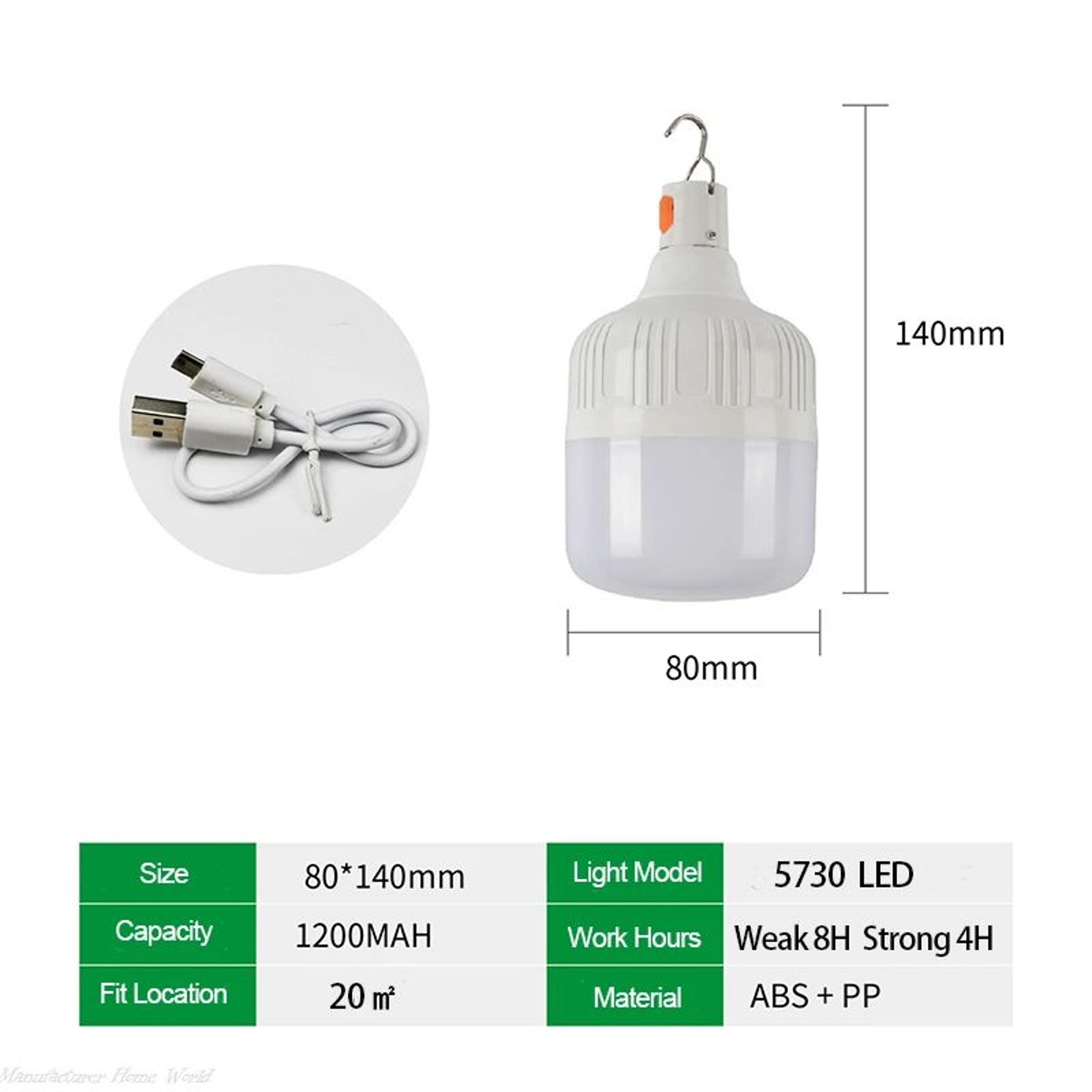 Portable USB Rechargeable LED Camping Light Bulb With Hanging Hook 8