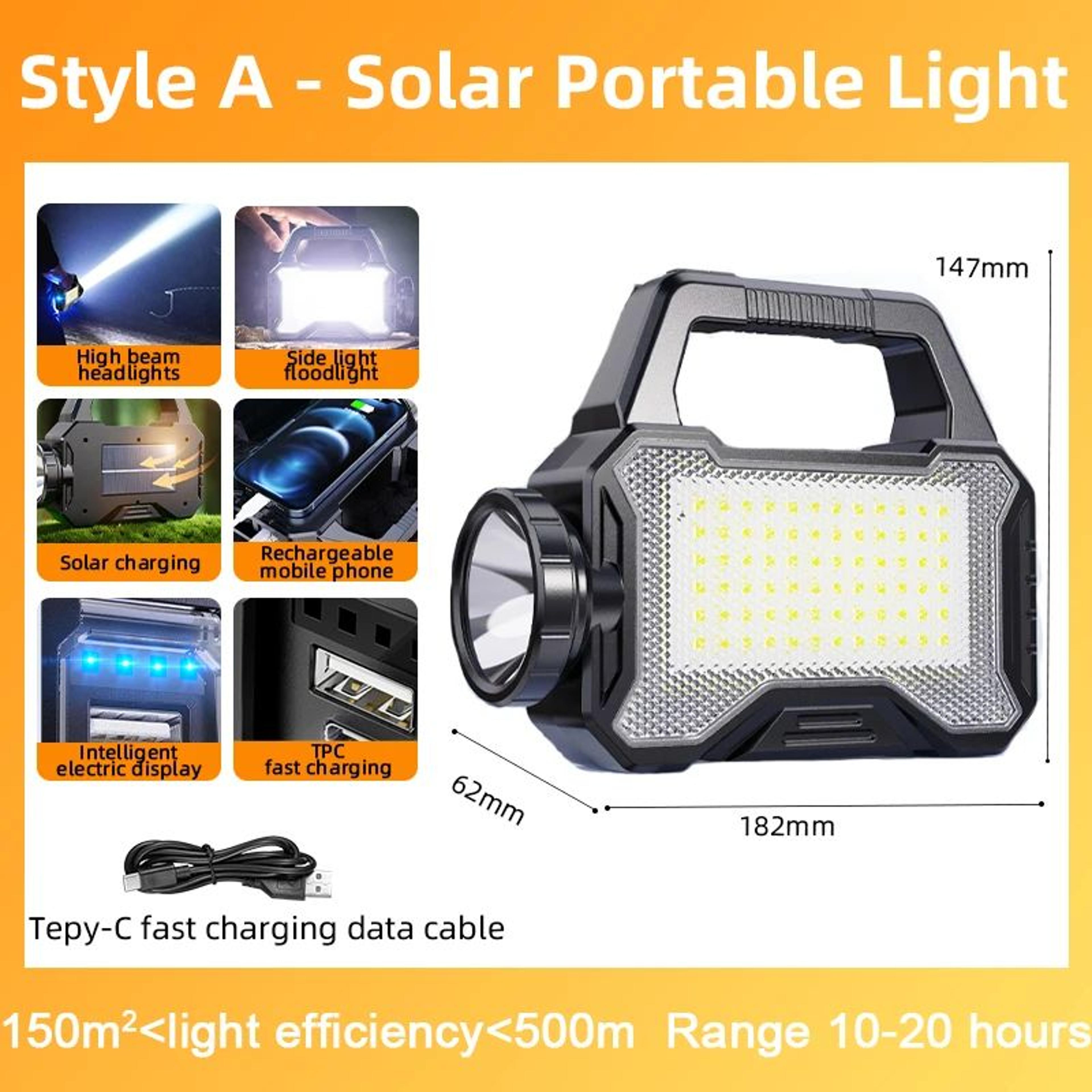 Solar Rechargeable LED Searchlight With COB Side Light And Power Bank 6