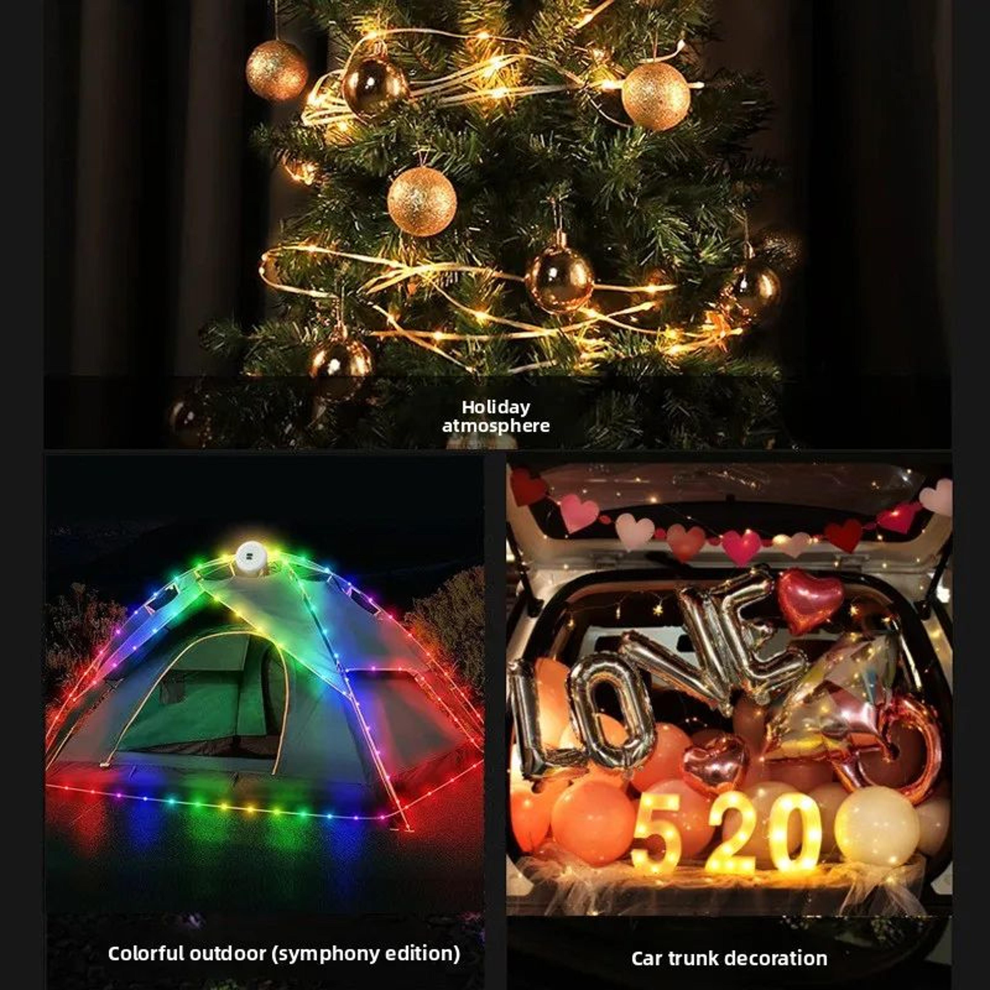 20M Rollable LED Camping String Lights With Retractable Garland And Warm White Lighting 5