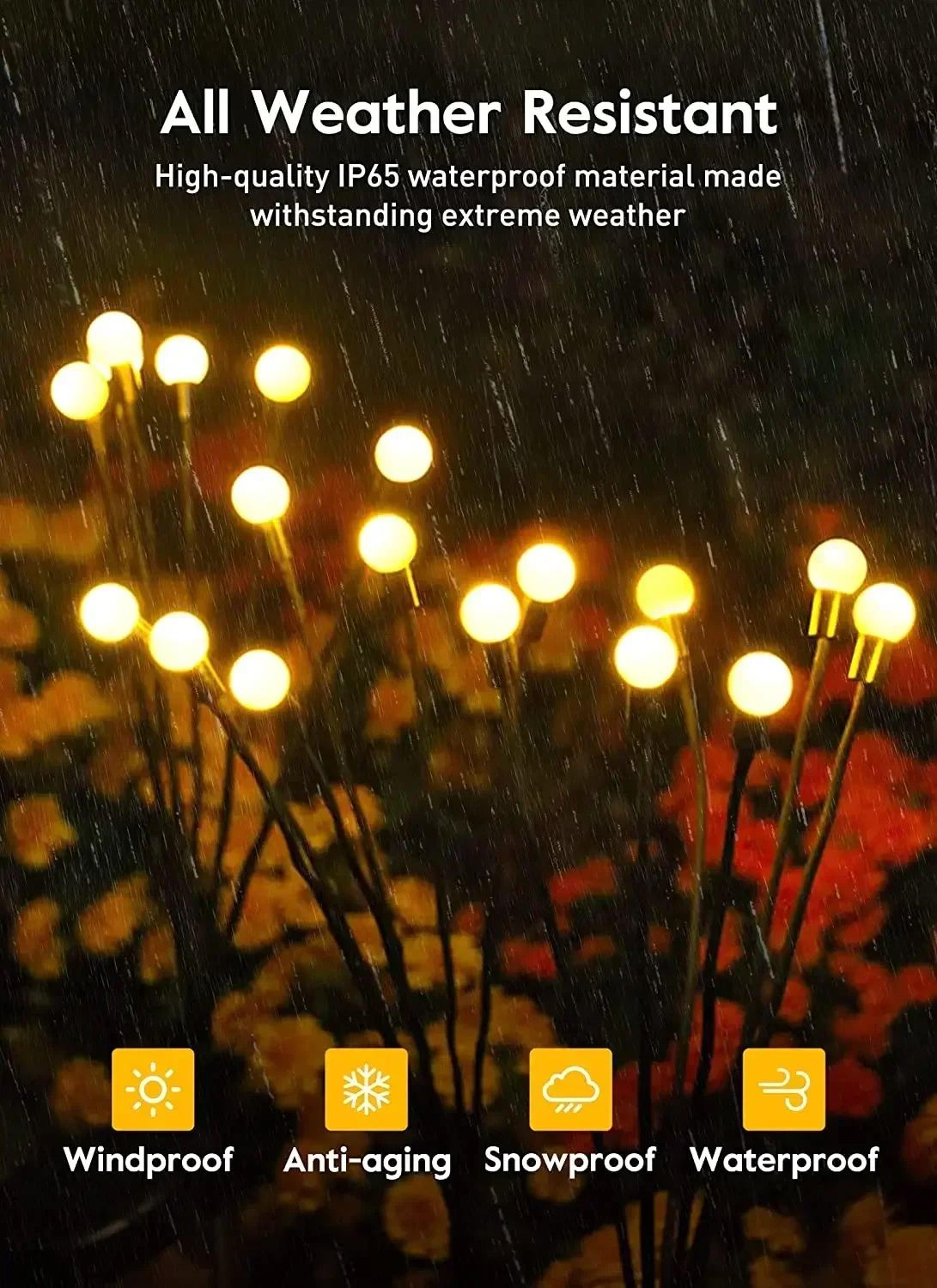 8 LED Solar Firefly Garden Lights  Warm White Swaying Outdoor Lights 4