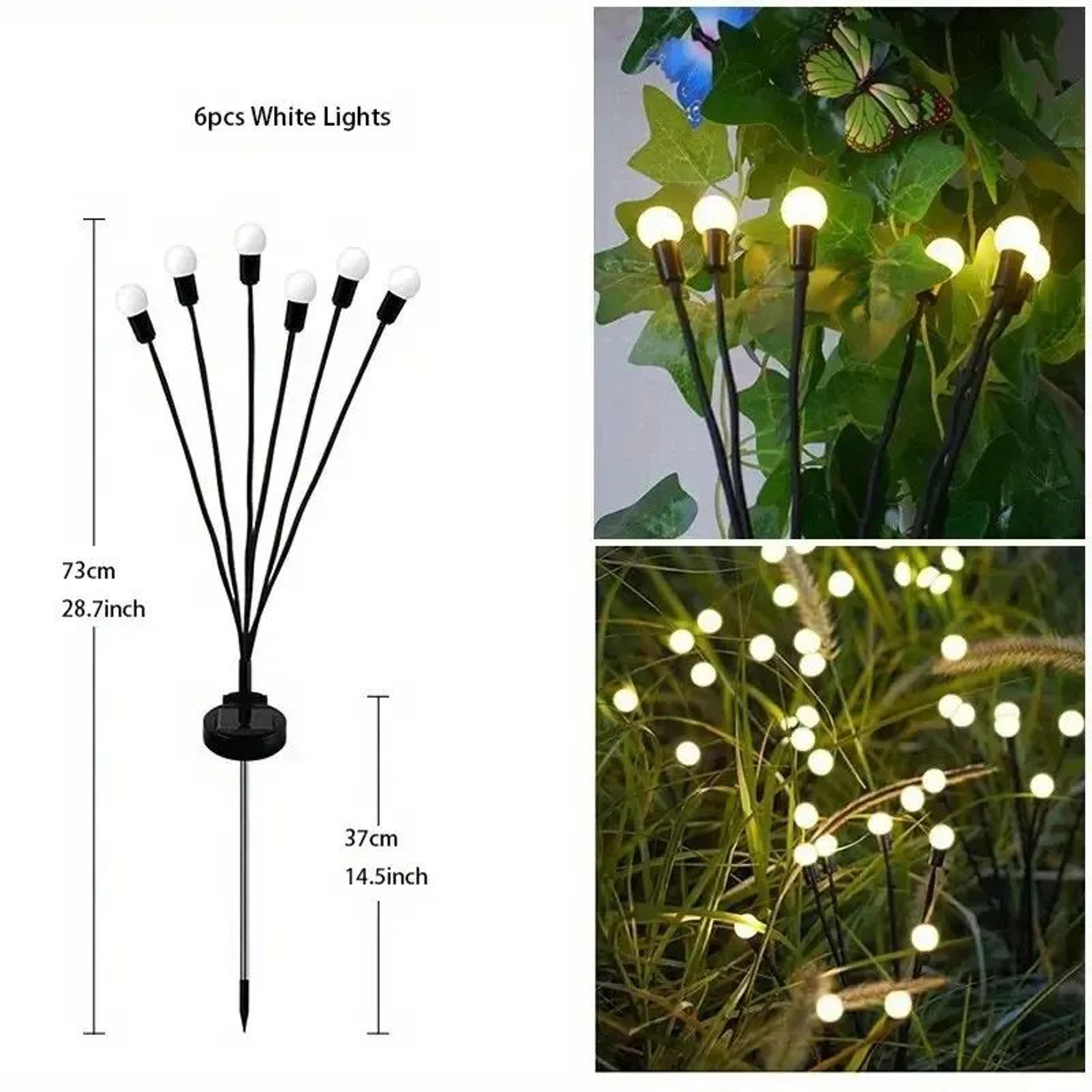 6 8 10 LED Solar Firefly Garden Lights Waterproof Swaying Outdoor Landscape Lights 6