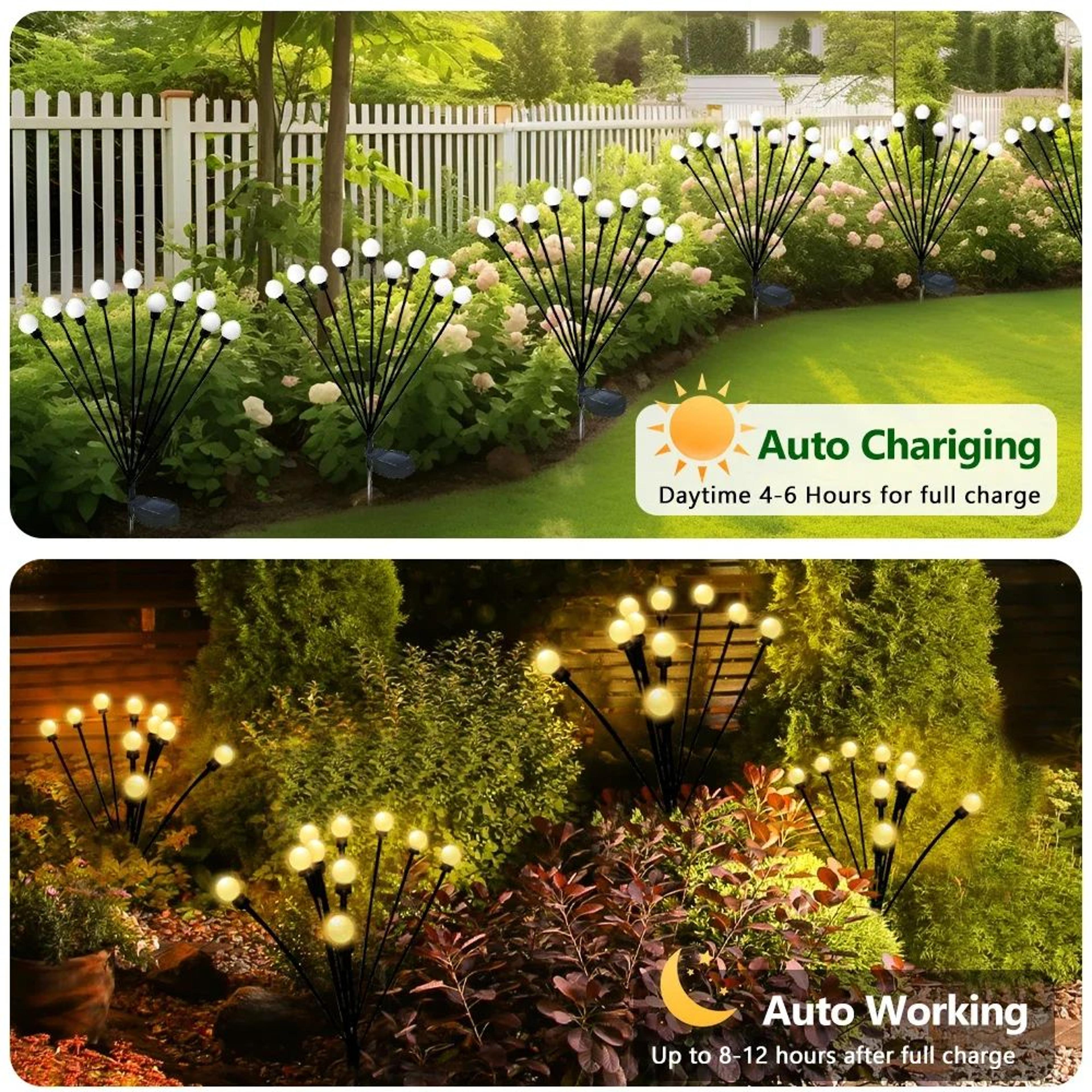 Solar Firefly Garden Lights 8 Or 10 LED Swaying Waterproof Outdoor Stake Light 2