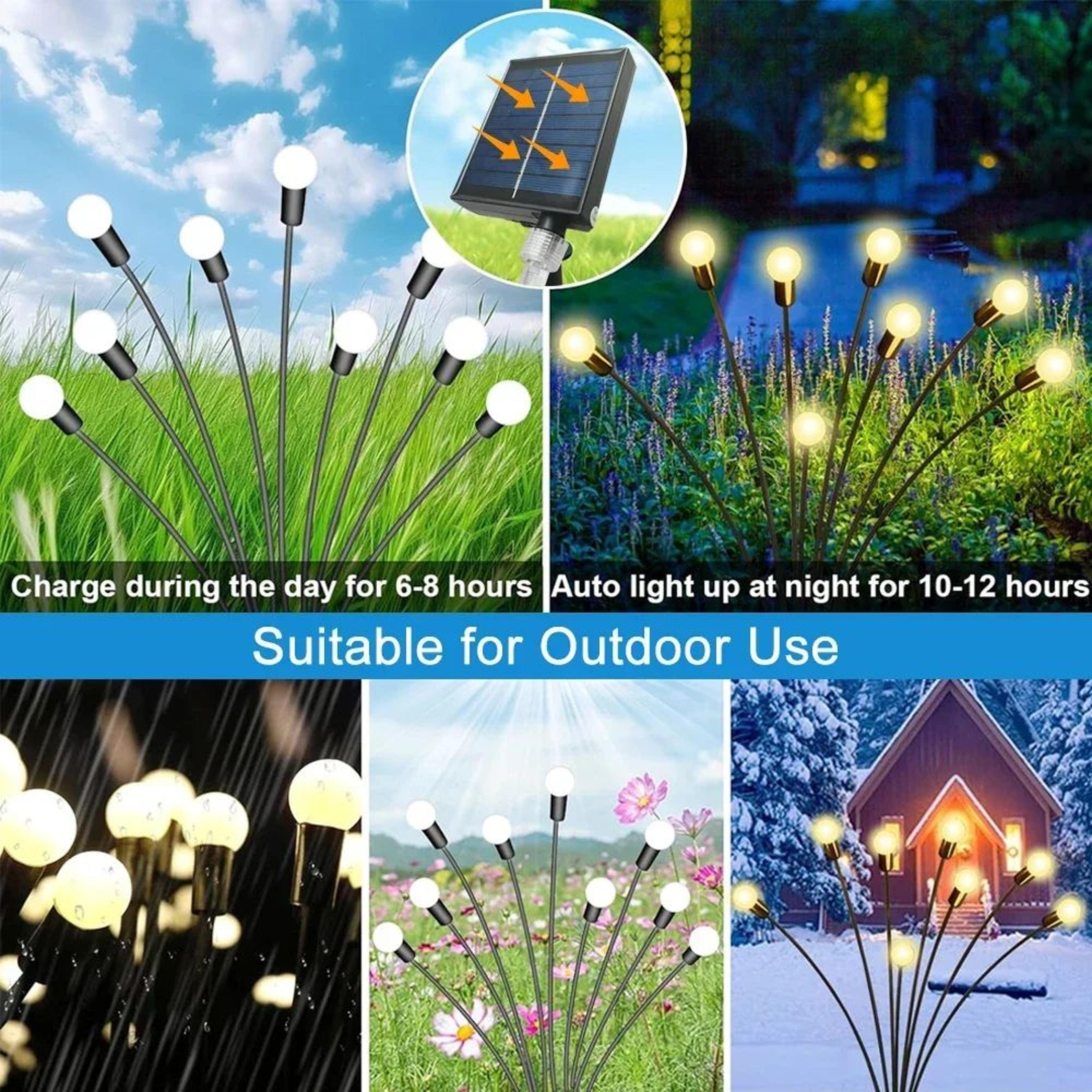 Solar Firefly Garden Lights 8 Or 10 LED Swaying Waterproof Outdoor Stake Light 4