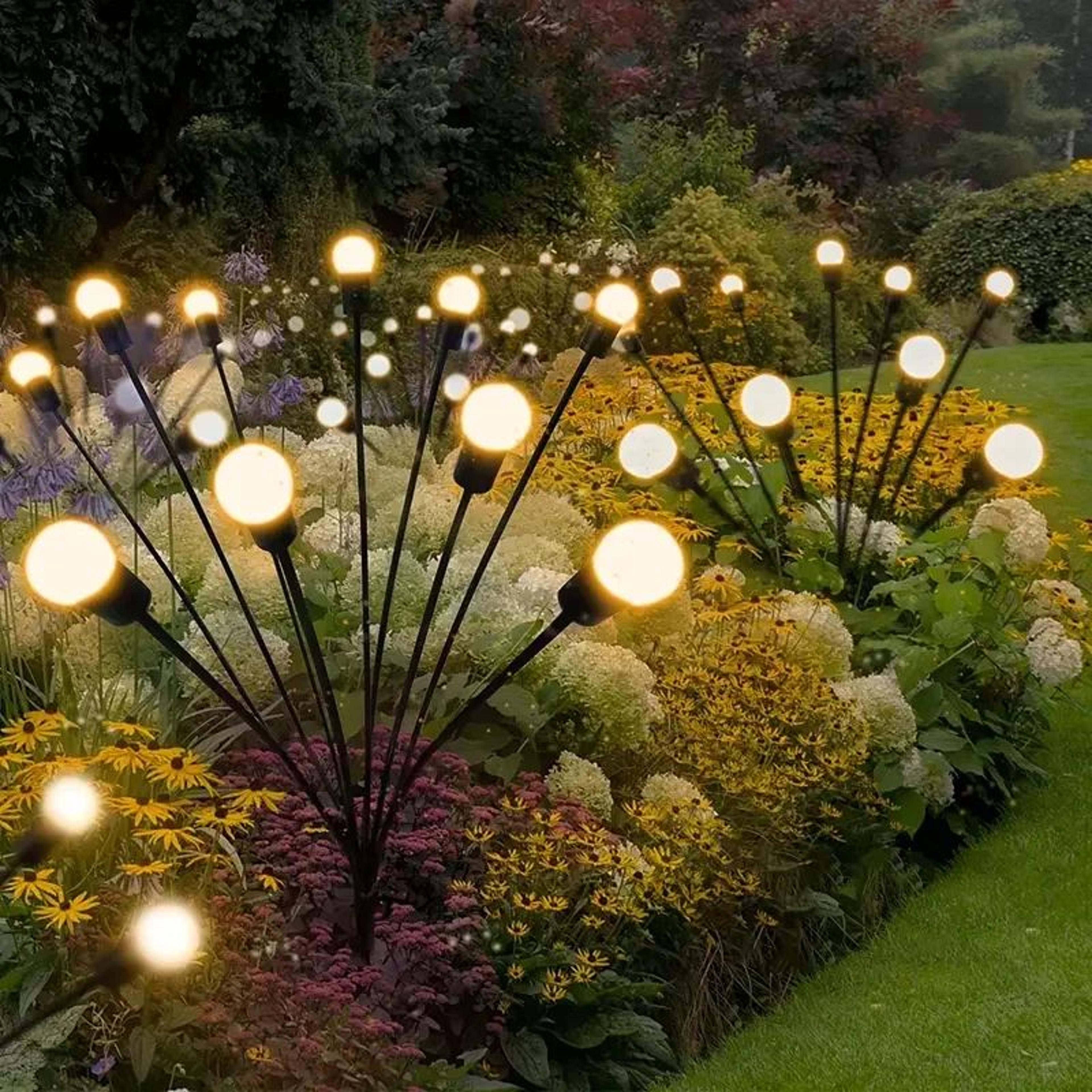 Solar Firefly Garden Lights 6 8 10 LED Swaying Outdoor Stake Lights 0