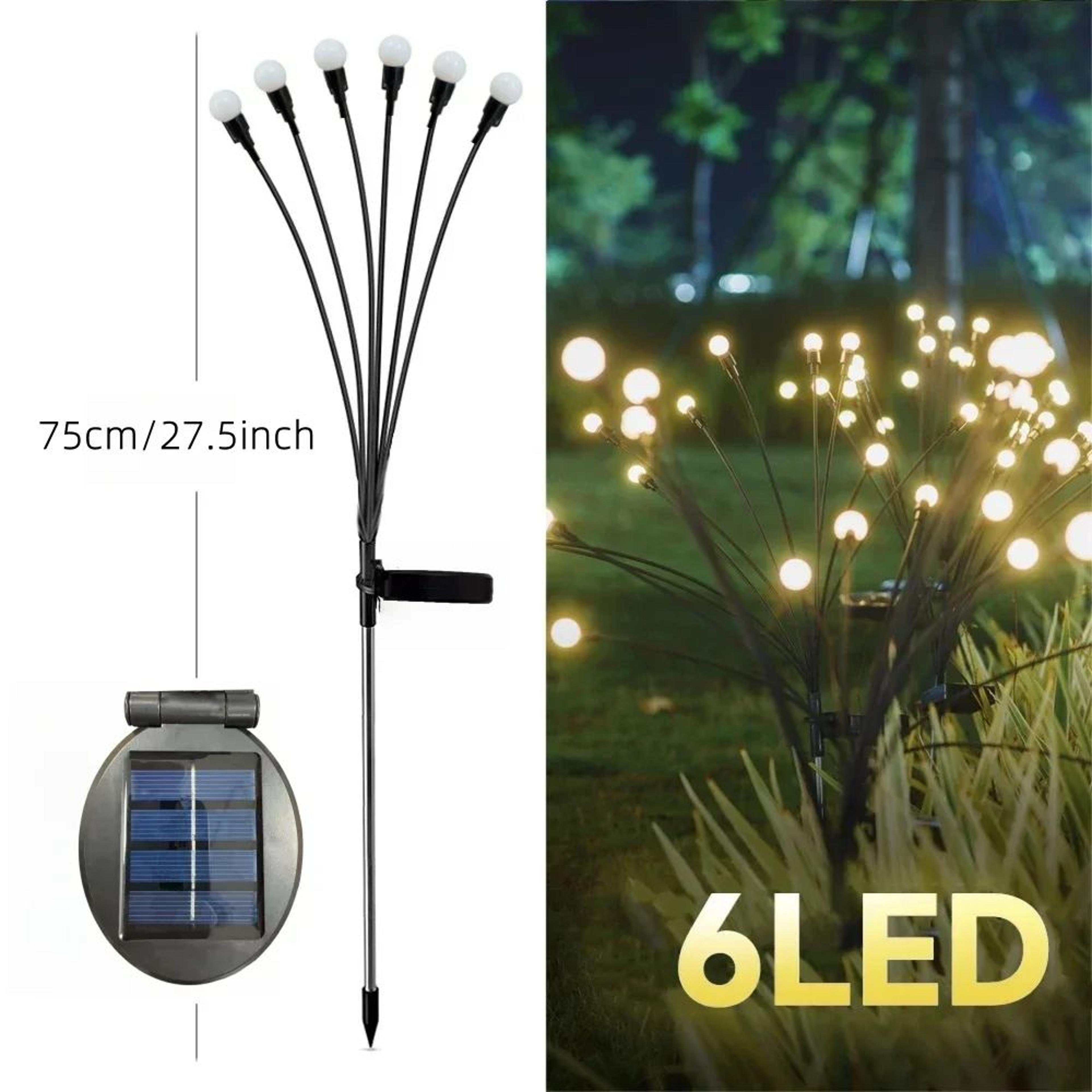 Solar Firefly Garden Lights 6 8 10 LED Swaying Outdoor Stake Lights 9
