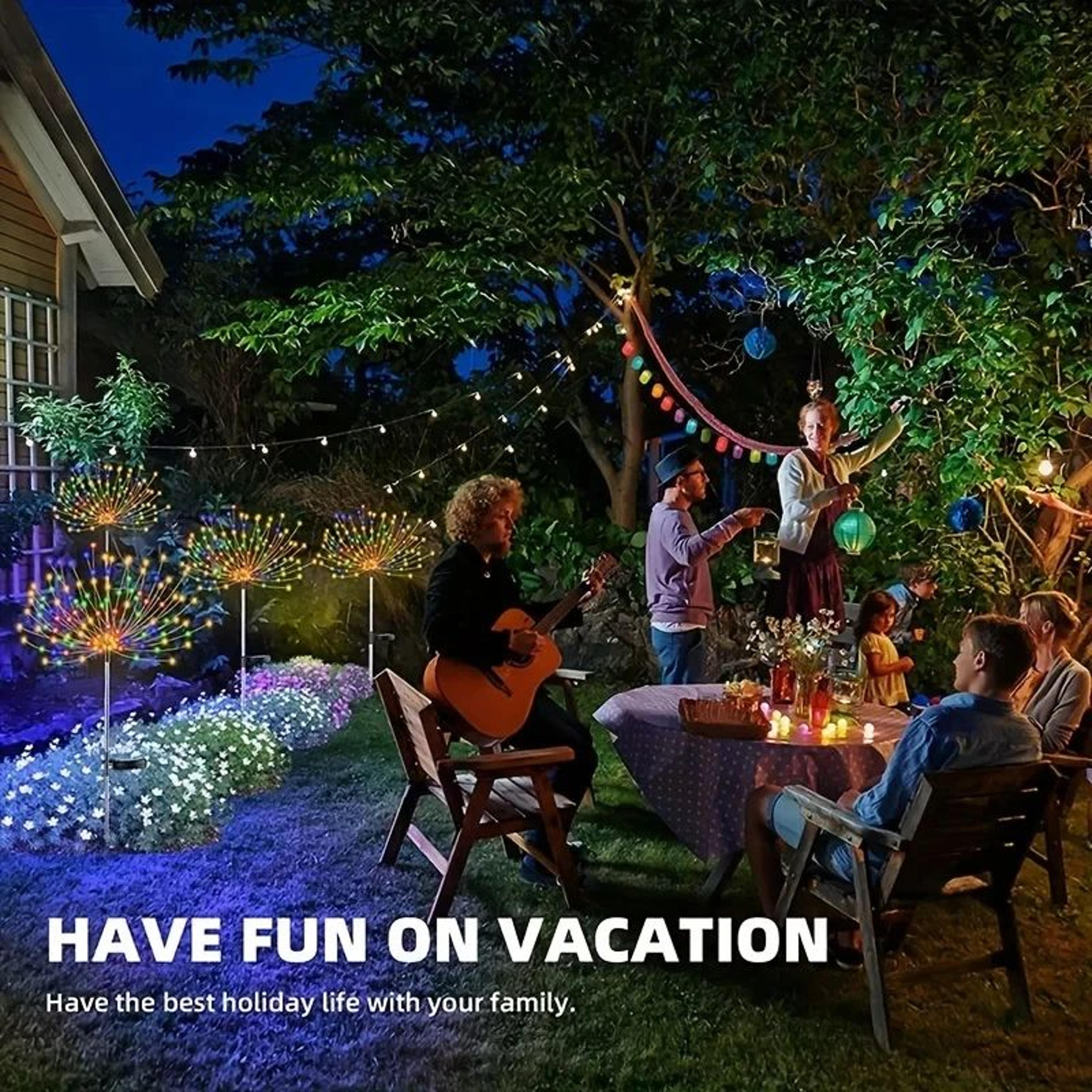 200 LED Solar Firework Lights Waterproof DIY Copper Wire Garden Decor 4