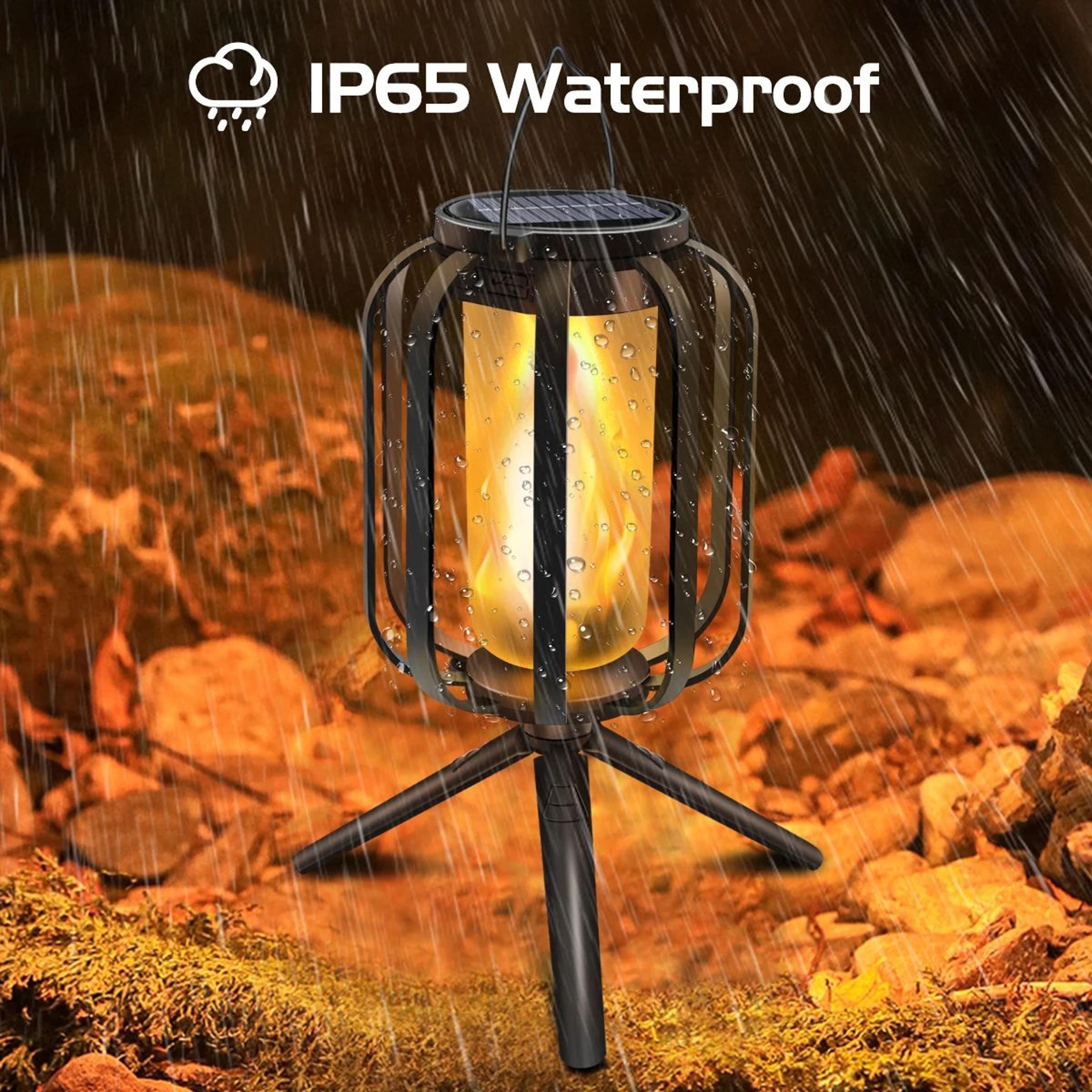 Solar Flame Lantern Outdoor Waterproof USB And Solar Rechargeable Hanging Light 2