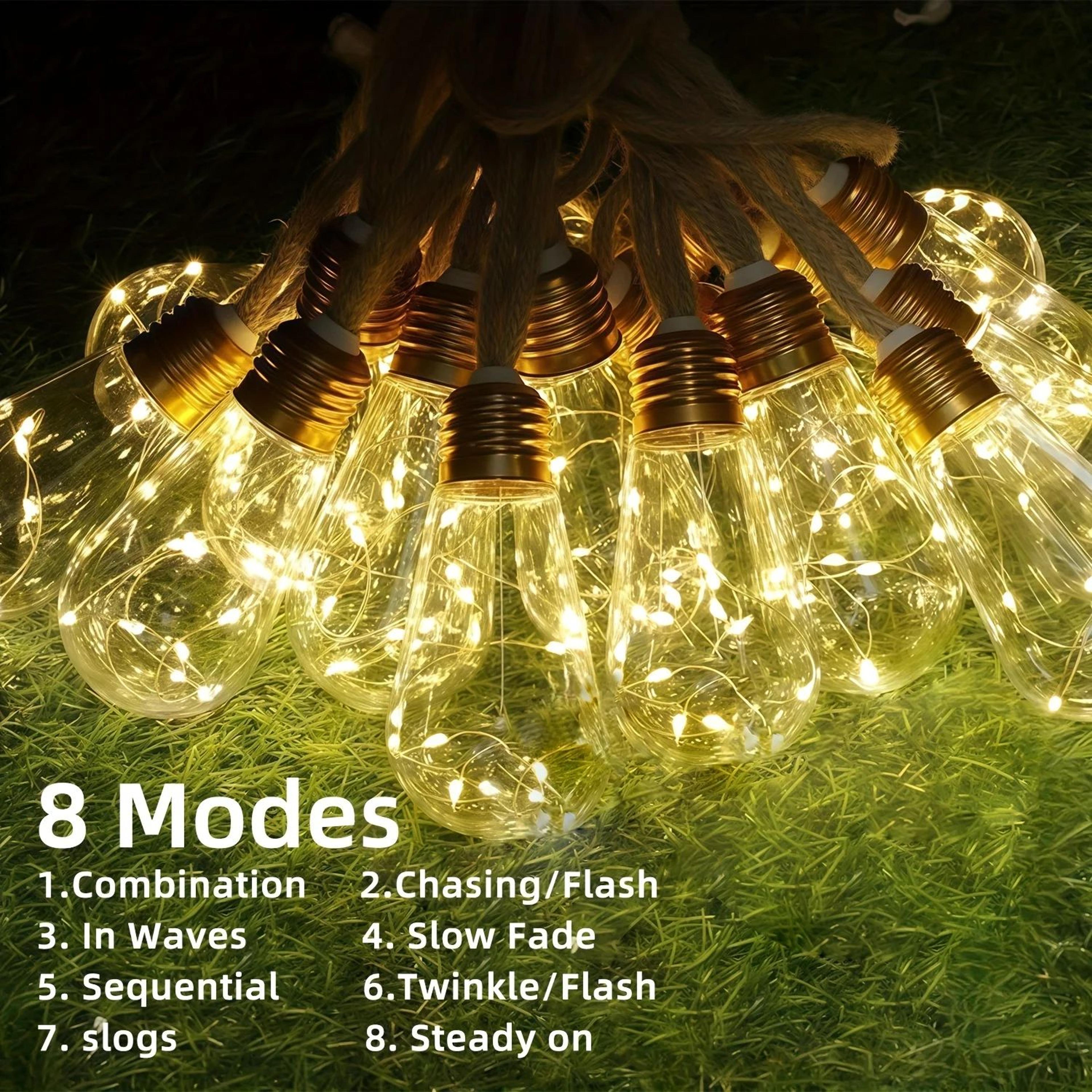 Solar Outdoor String Lights With 10 Or 15 Bulbs And 8 Lighting Modes 2