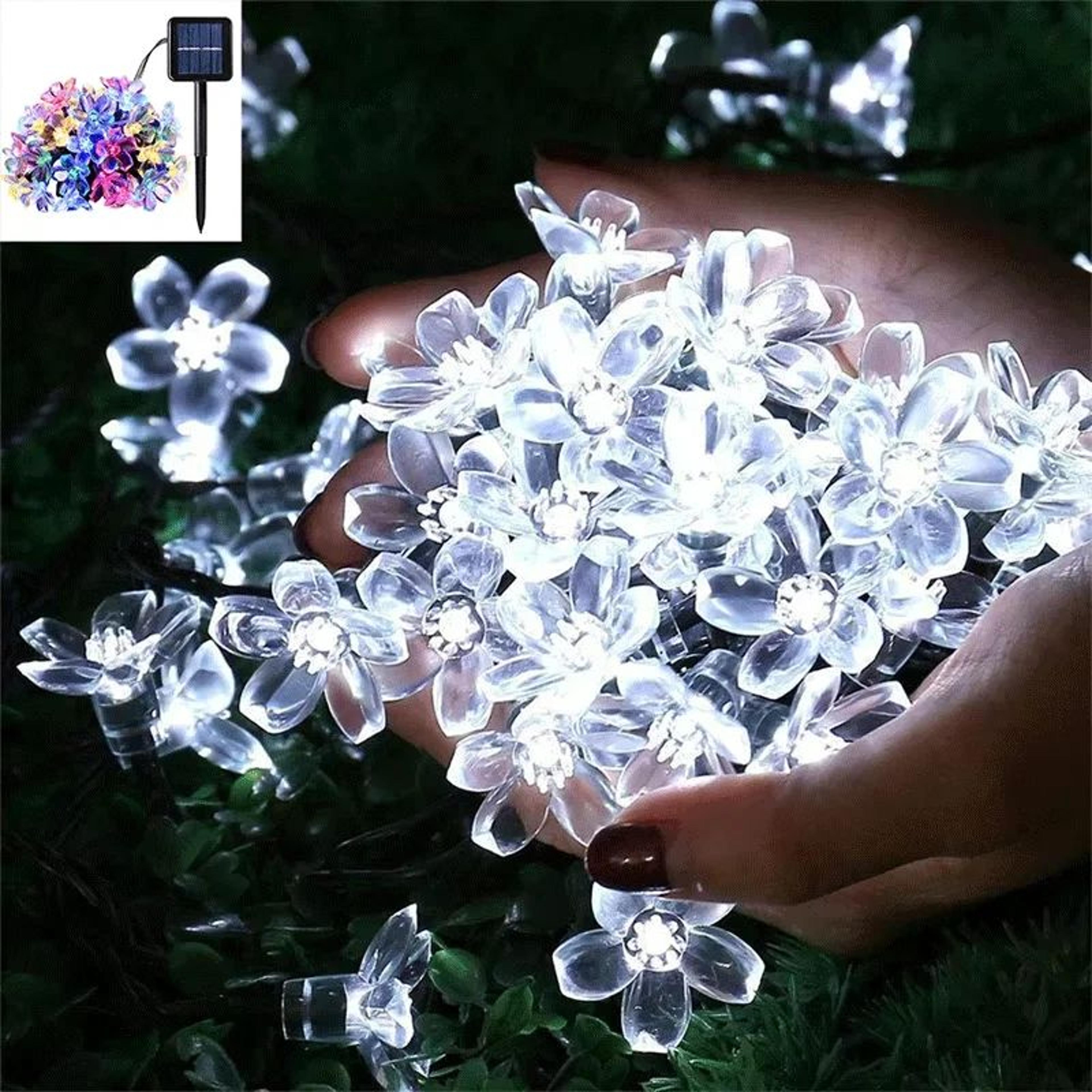 5M 20 LED Solar Cherry Blossom String Lights Outdoor Waterproof 8 Modes 8