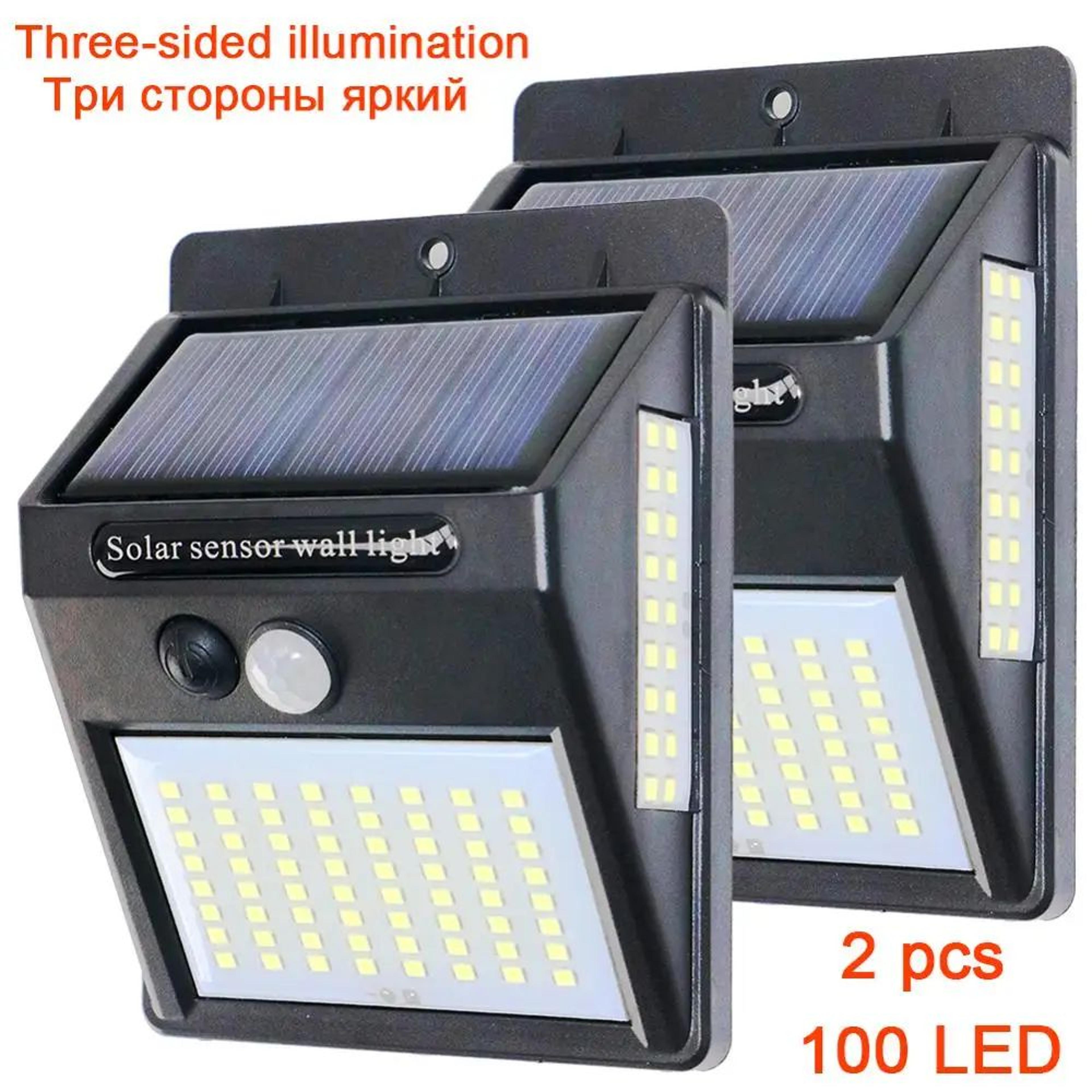 100 LED Solar Motion Sensor Wall Light 3 Sided Outdoor Security Lamp 7