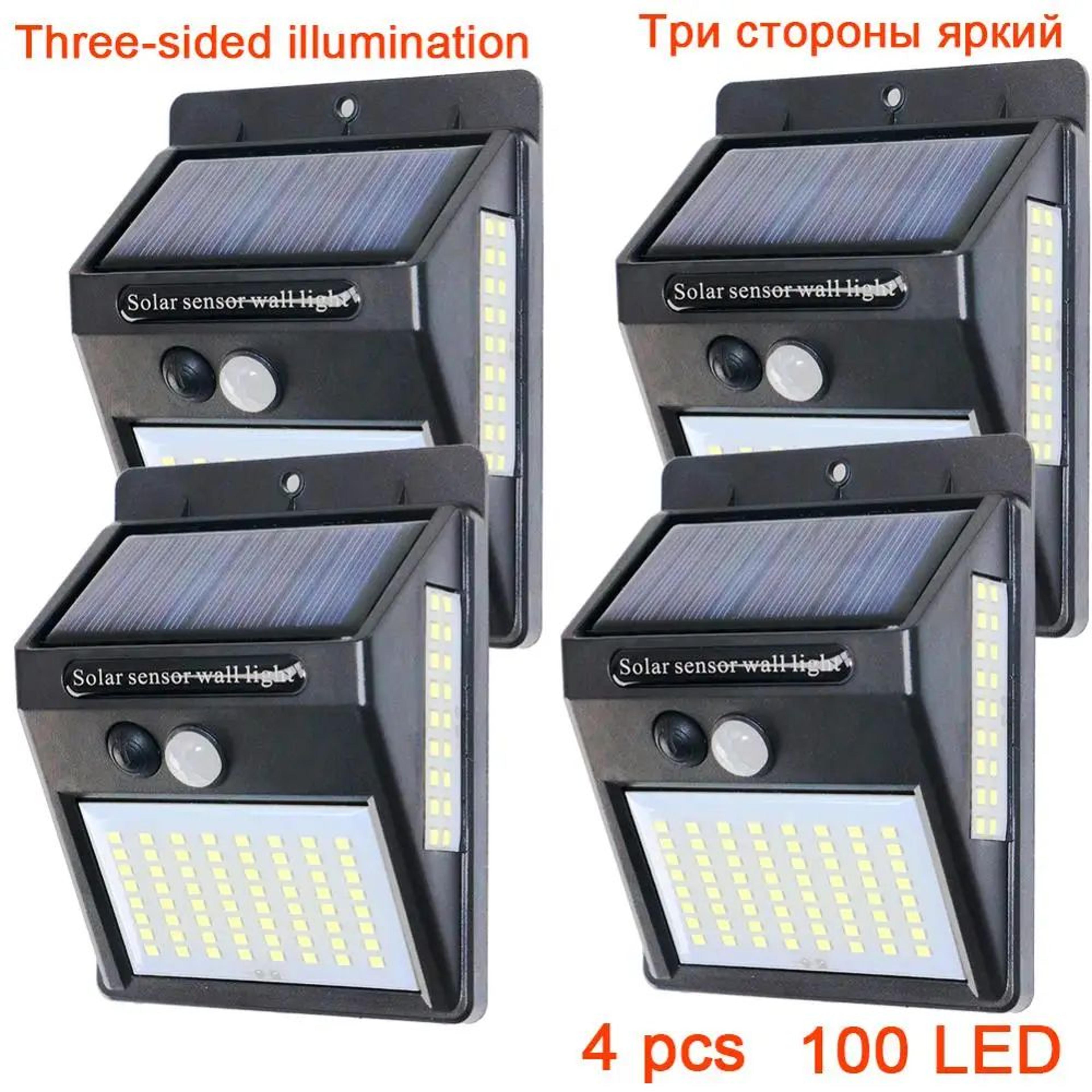 100 LED Solar Motion Sensor Wall Light 3 Sided Outdoor Security Lamp 8
