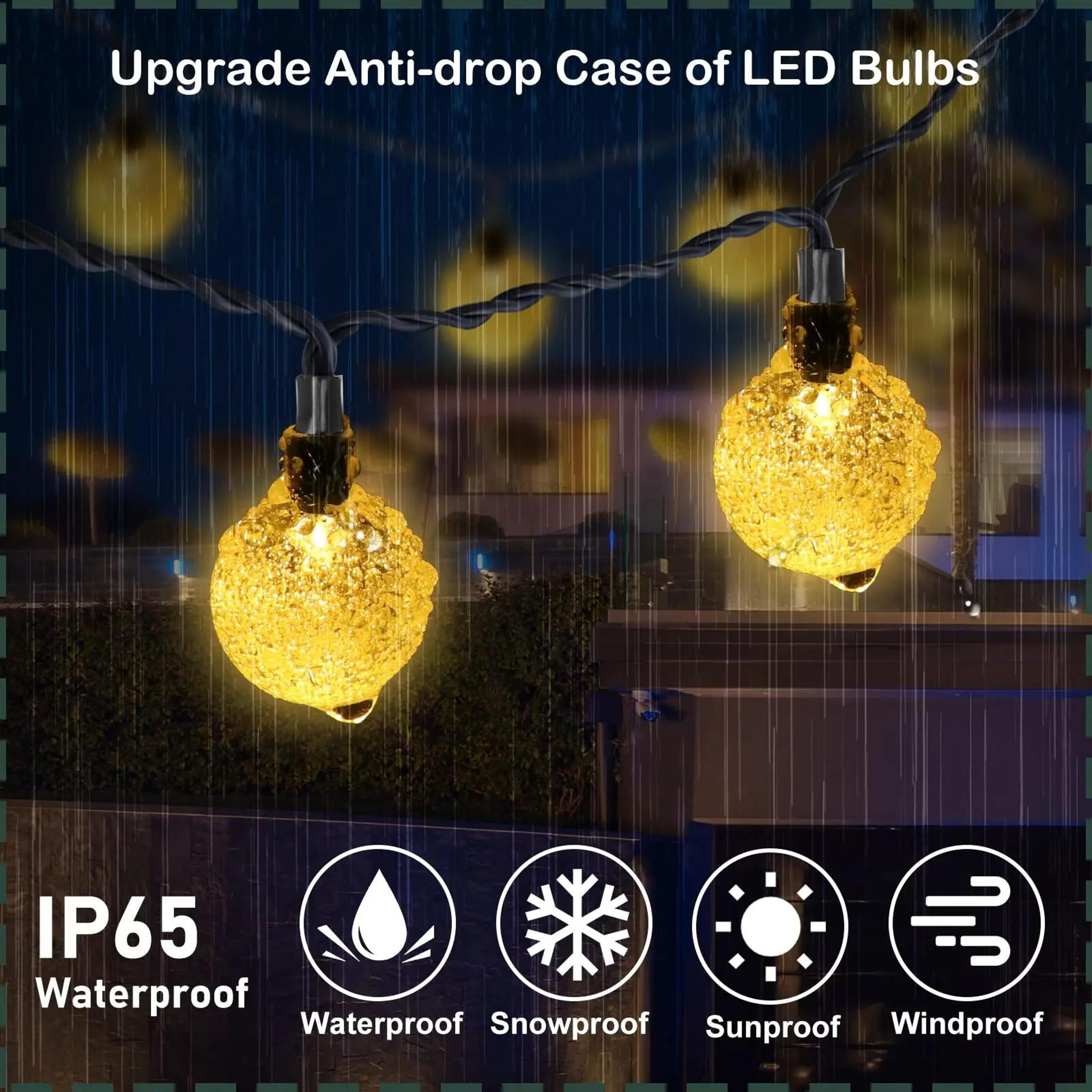 200 LED Solar Crystal Ball String Lights  Waterproof Outdoor Fairy Lights 1